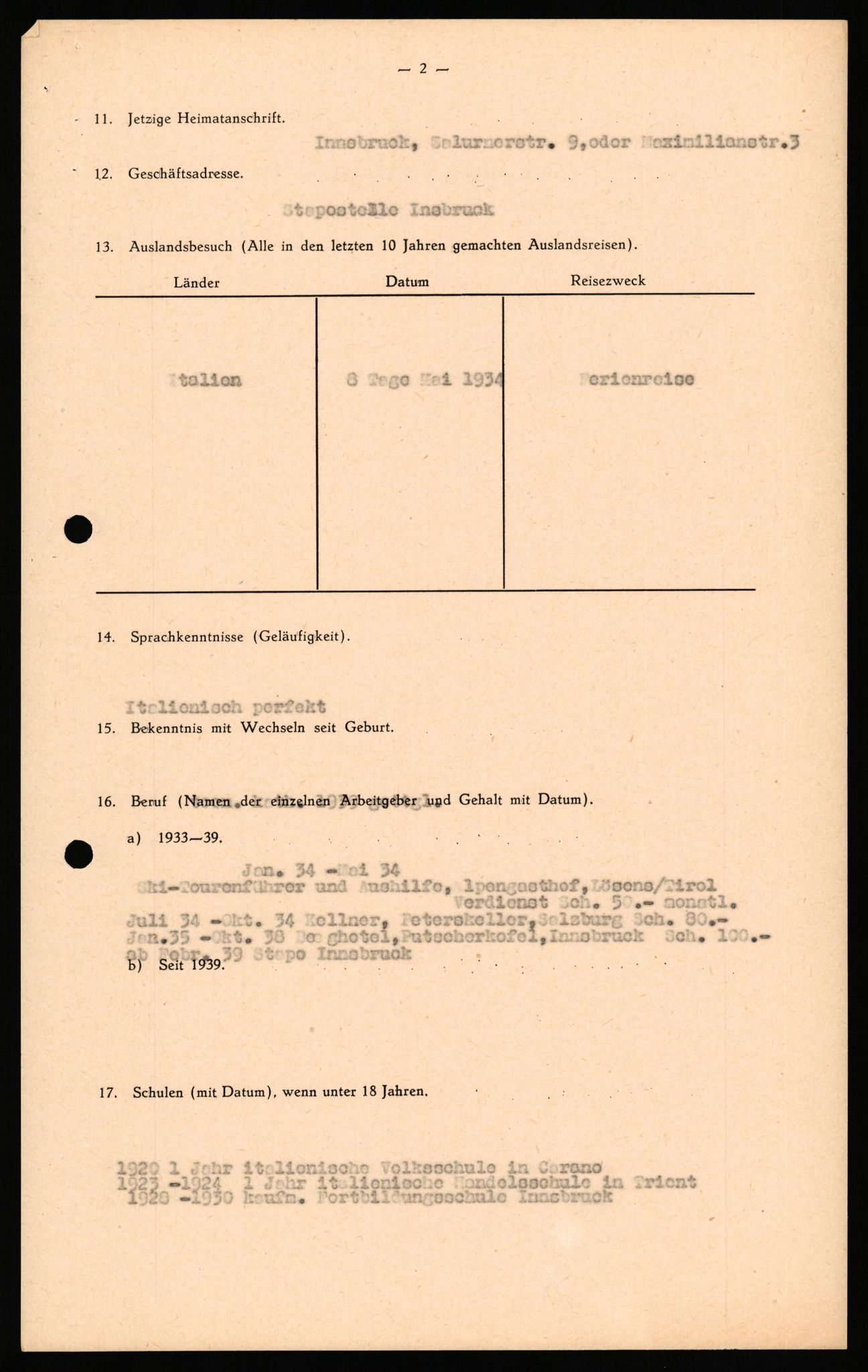 Forsvaret, Forsvarets overkommando II, AV/RA-RAFA-3915/D/Db/L0040: CI Questionaires. Tyske okkupasjonsstyrker i Norge. Østerrikere., 1945-1946, p. 118