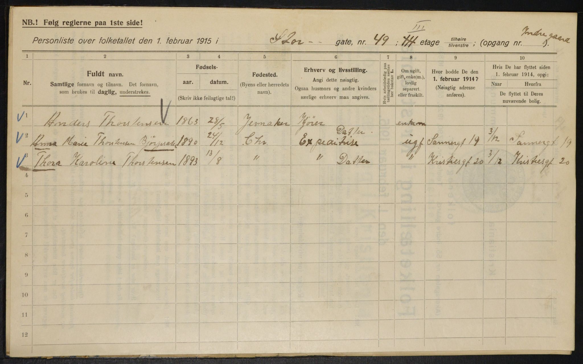 OBA, Municipal Census 1915 for Kristiania, 1915, p. 103655