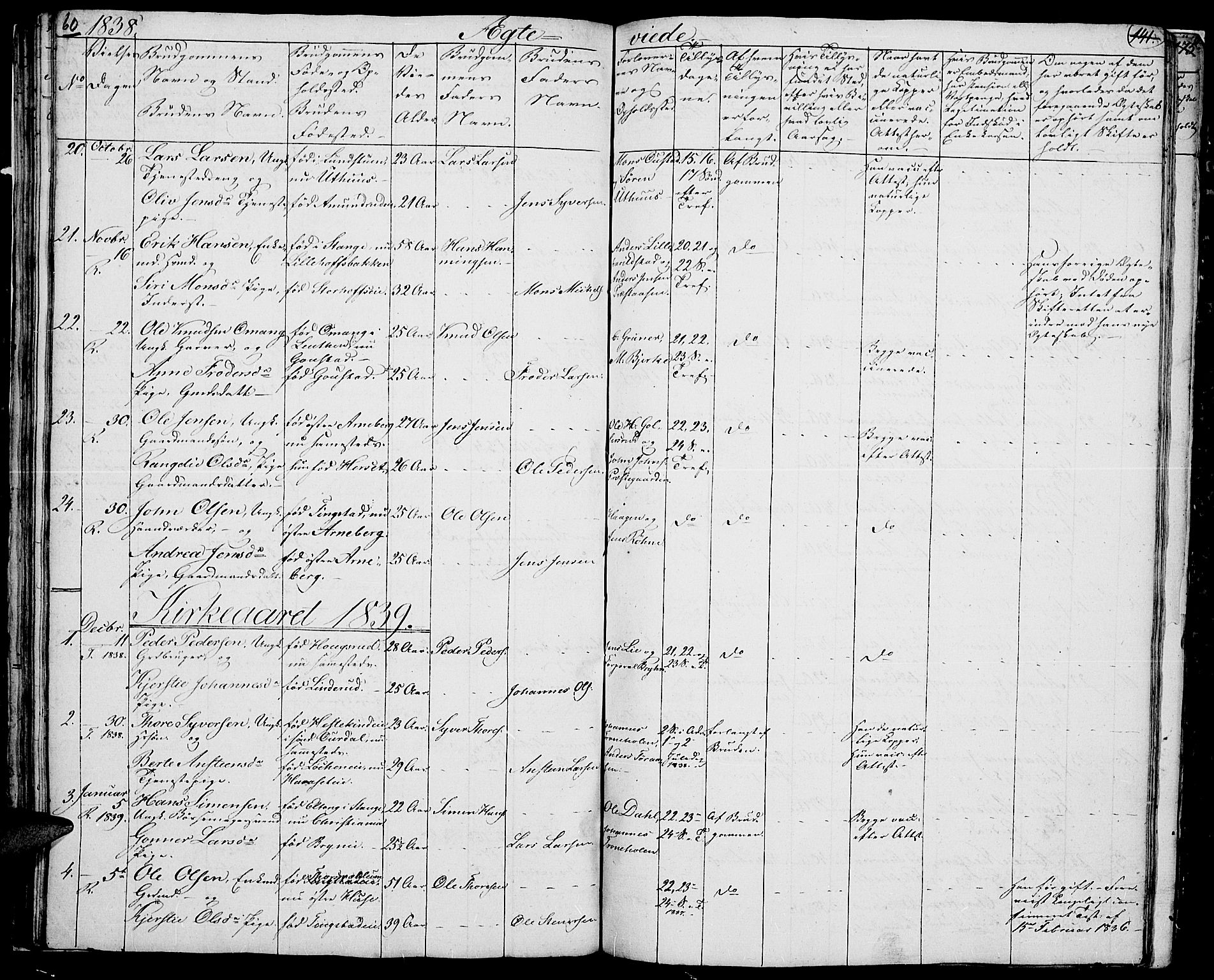 Romedal prestekontor, SAH/PREST-004/L/L0008: Parish register (copy) no. 8, 1837-1844, p. 60