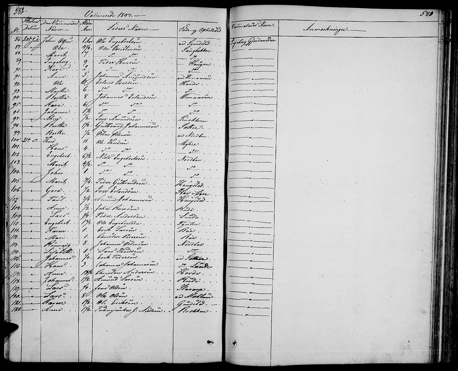 Ringebu prestekontor, SAH/PREST-082/H/Ha/Hab/L0002: Parish register (copy) no. 2, 1839-1853, p. 582-583