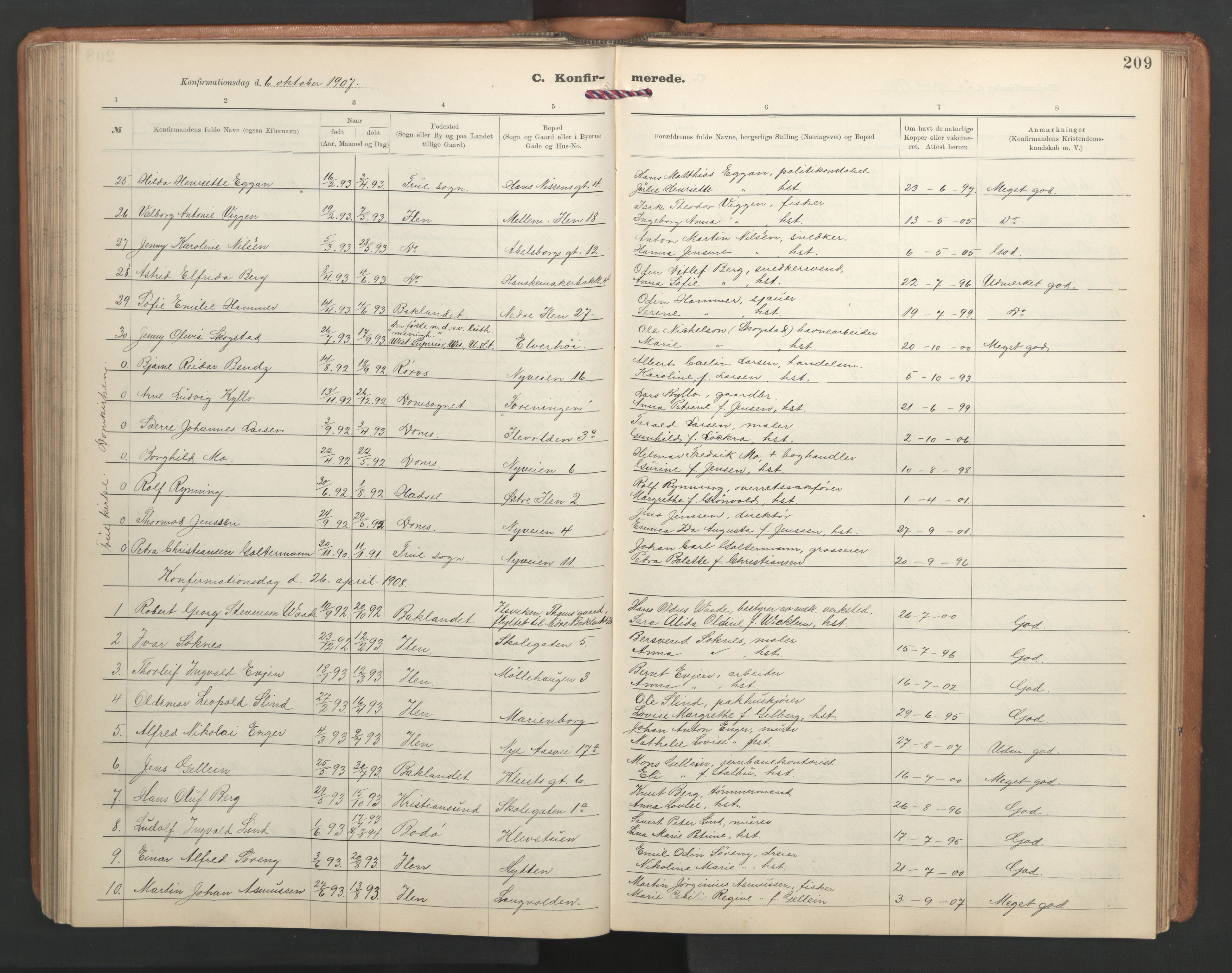 Ministerialprotokoller, klokkerbøker og fødselsregistre - Sør-Trøndelag, SAT/A-1456/603/L0173: Parish register (copy) no. 603C01, 1907-1962, p. 209
