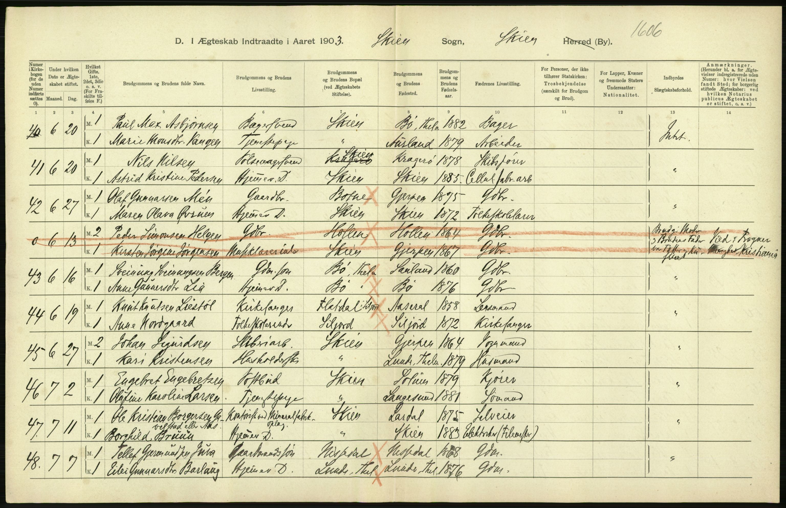 Statistisk sentralbyrå, Sosiodemografiske emner, Befolkning, AV/RA-S-2228/D/Df/Dfa/Dfaa/L0009: Bratsberg amt: Fødte, gifte, døde, 1903, p. 472