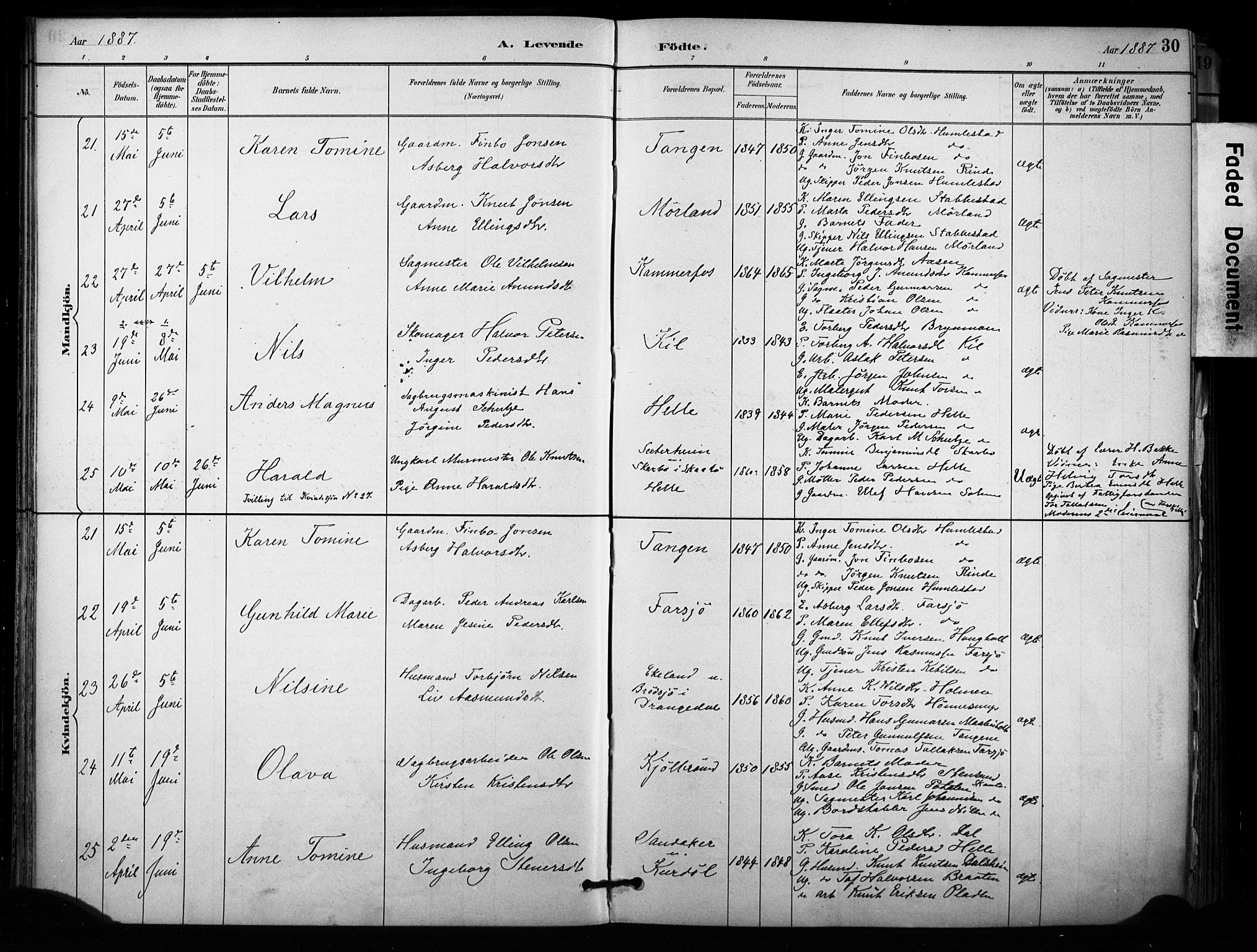 Sannidal kirkebøker, SAKO/A-296/F/Fa/L0015: Parish register (official) no. 15, 1884-1899, p. 30