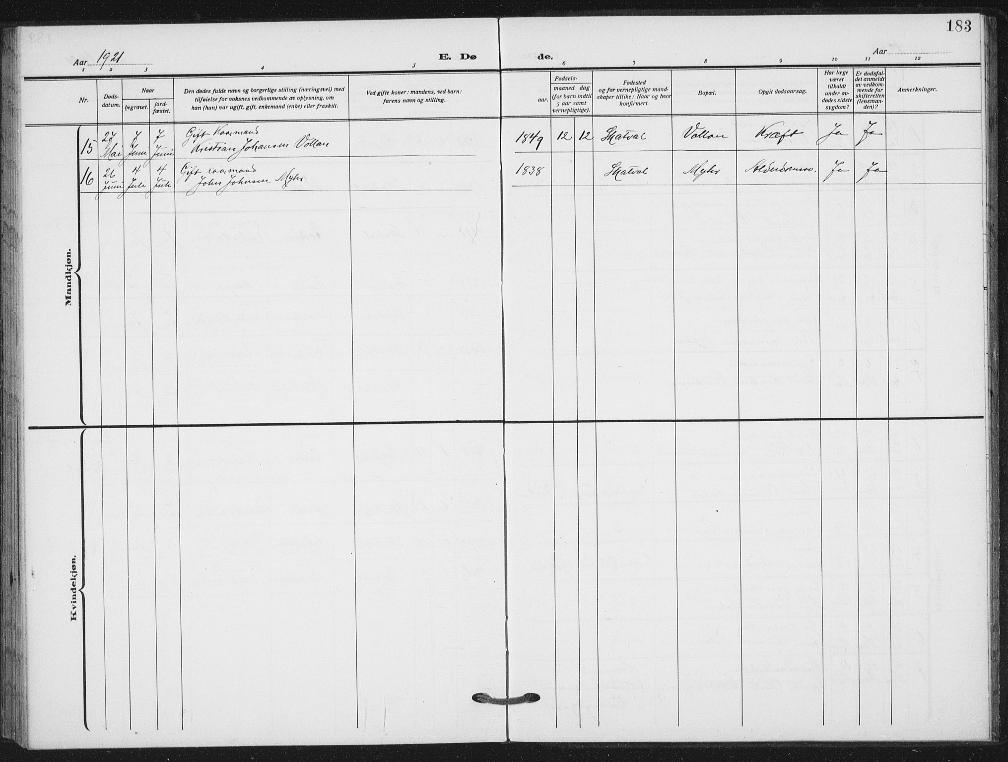 Ministerialprotokoller, klokkerbøker og fødselsregistre - Nord-Trøndelag, SAT/A-1458/712/L0102: Parish register (official) no. 712A03, 1916-1929, p. 183