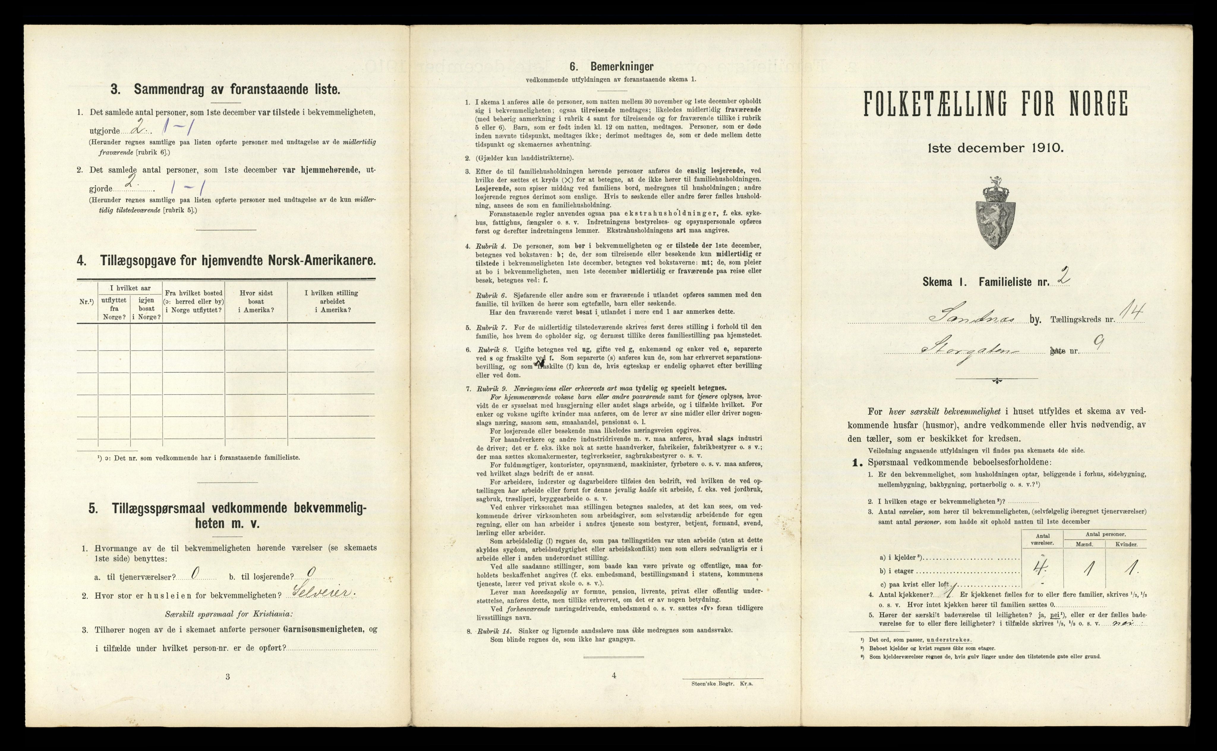 RA, 1910 census for Sandnes, 1910, p. 1456