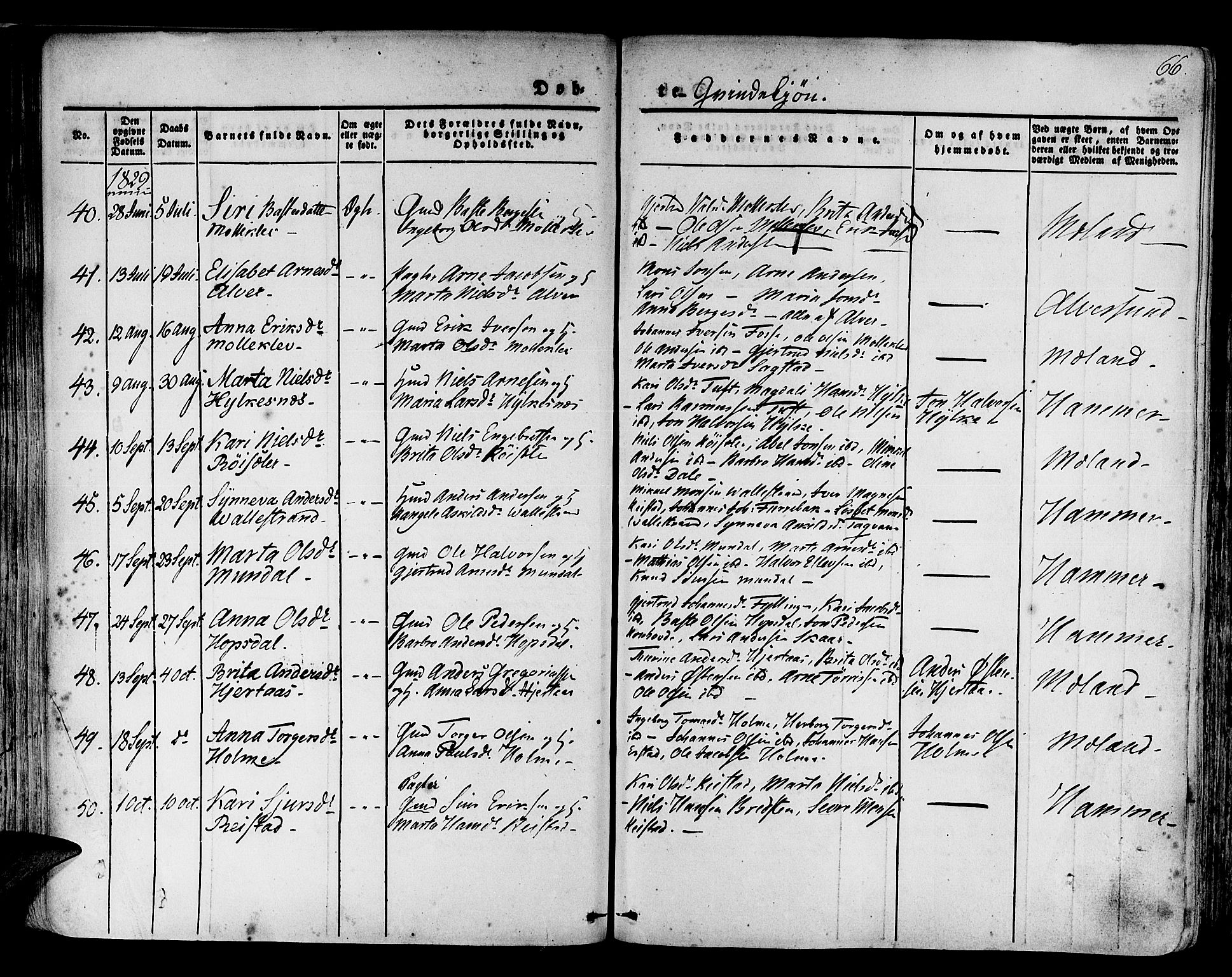 Hamre sokneprestembete, AV/SAB-A-75501/H/Ha/Haa/Haaa/L0011: Parish register (official) no. A 11, 1826-1834, p. 66