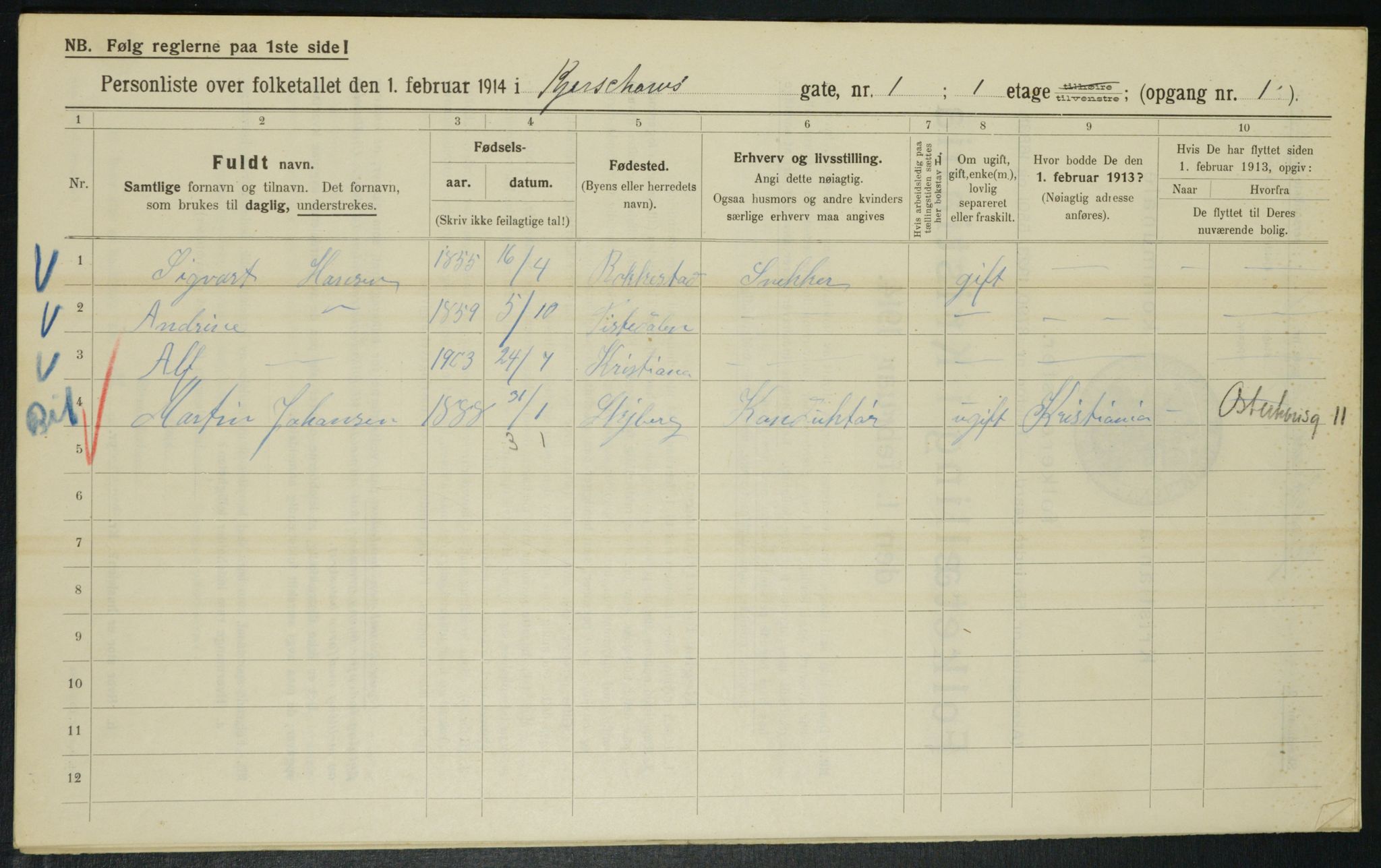 OBA, Municipal Census 1914 for Kristiania, 1914, p. 49373