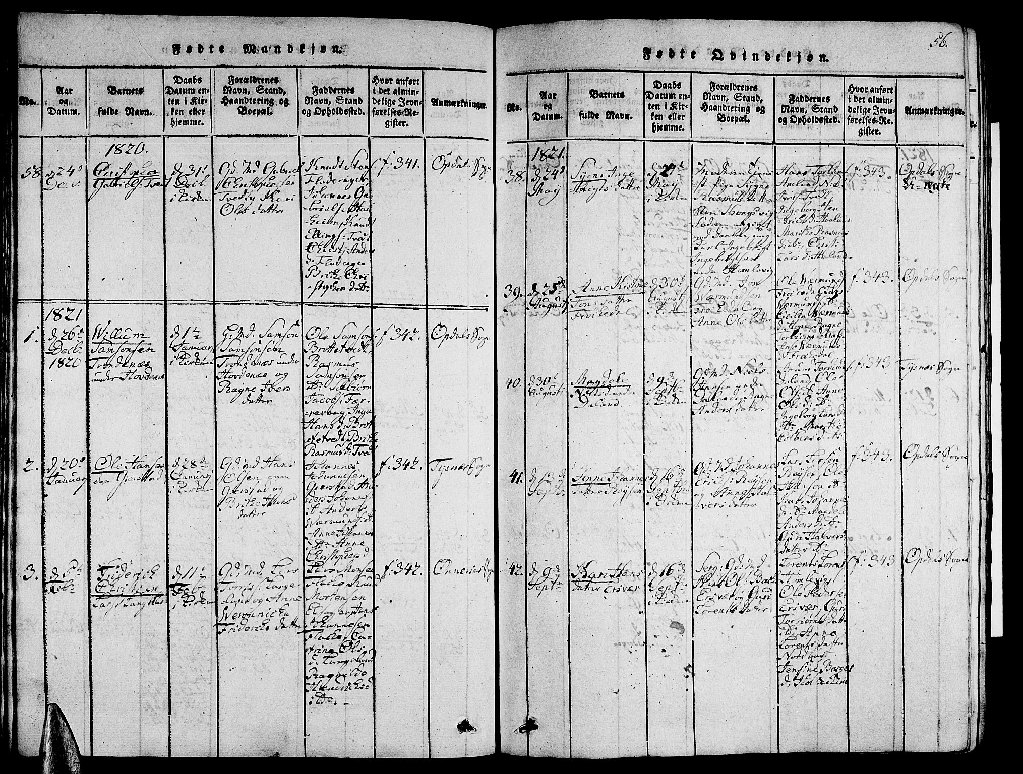 Tysnes sokneprestembete, AV/SAB-A-78601/H/Hab: Parish register (copy) no. A 1, 1816-1828, p. 56