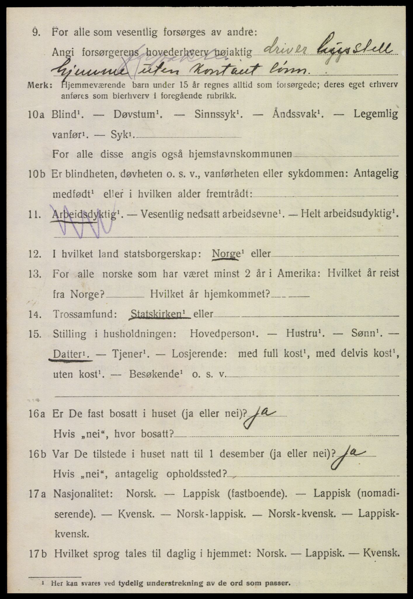 SAT, 1920 census for Grong, 1920, p. 6262