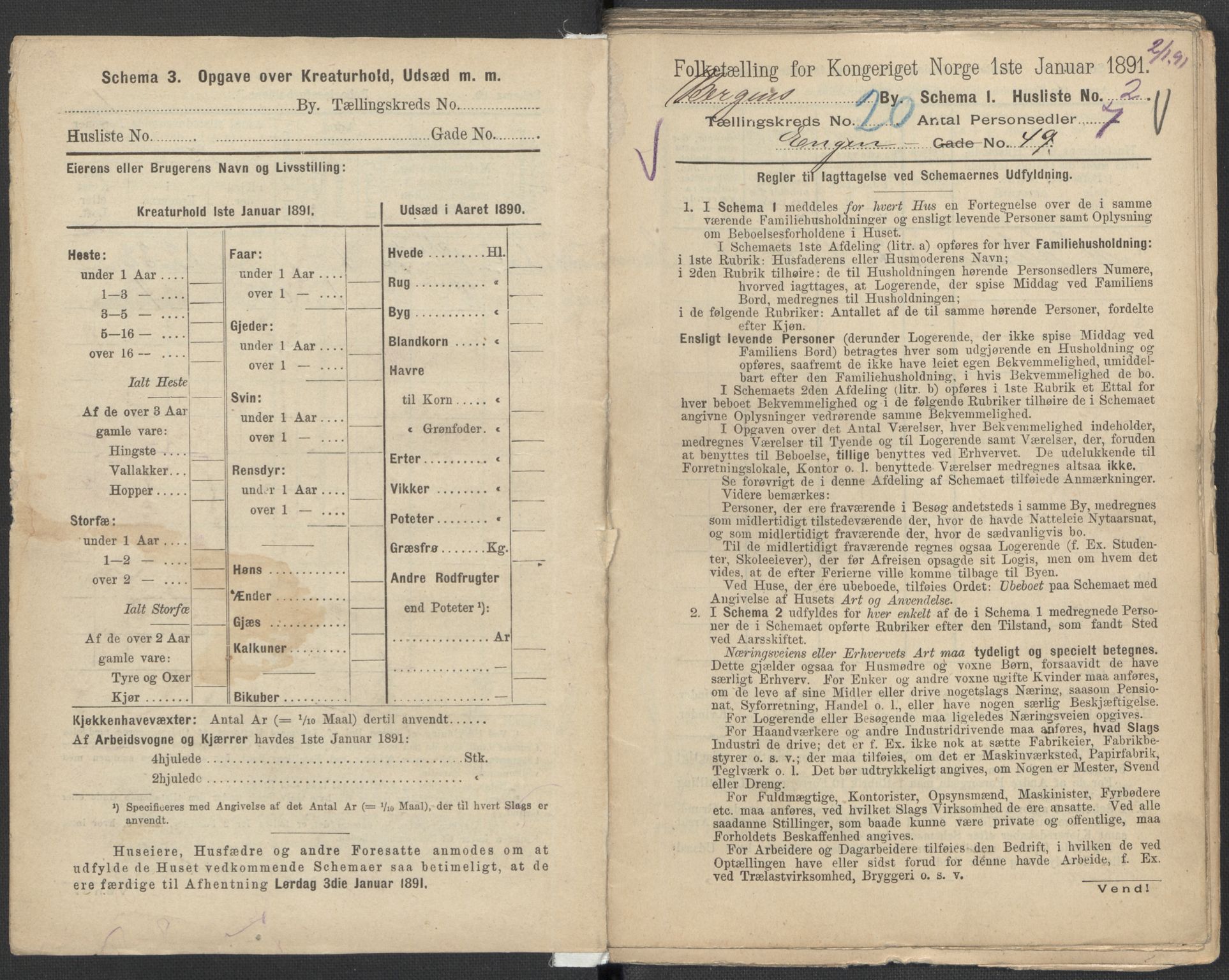 RA, 1891 Census for 1301 Bergen, 1891, p. 3153