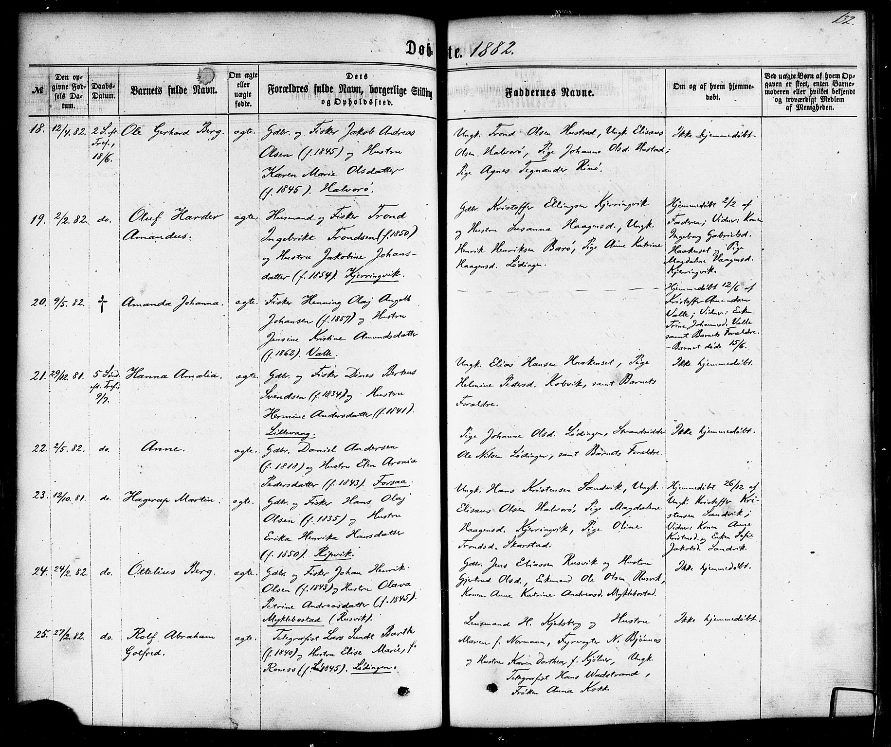 Ministerialprotokoller, klokkerbøker og fødselsregistre - Nordland, AV/SAT-A-1459/872/L1034: Parish register (official) no. 872A09, 1864-1884, p. 132