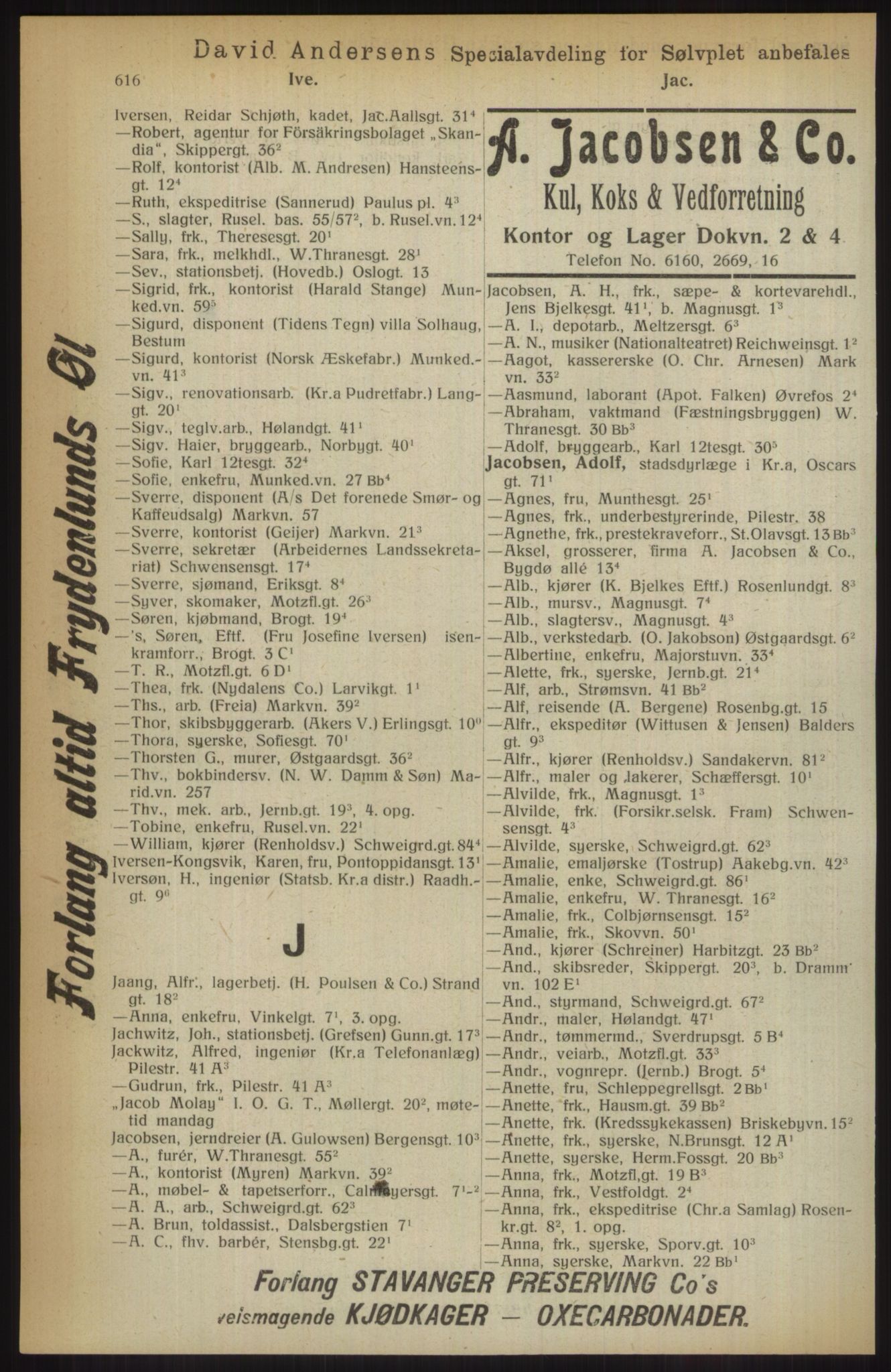 Kristiania/Oslo adressebok, PUBL/-, 1914, p. 616