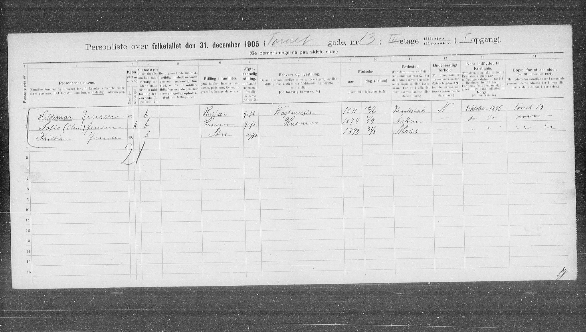 OBA, Municipal Census 1905 for Kristiania, 1905, p. 59838