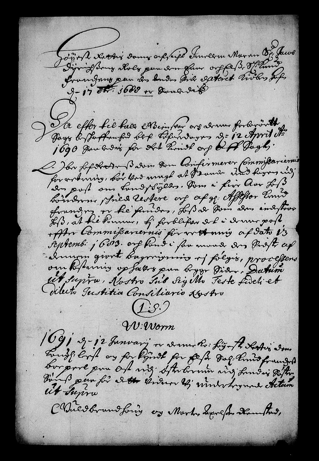 Stattholderembetet 1572-1771, RA/EA-2870/Af/L0004: Avskrifter av vedlegg til originale supplikker, nummerert i samsvar med supplikkbøkene, 1691-1694, p. 95