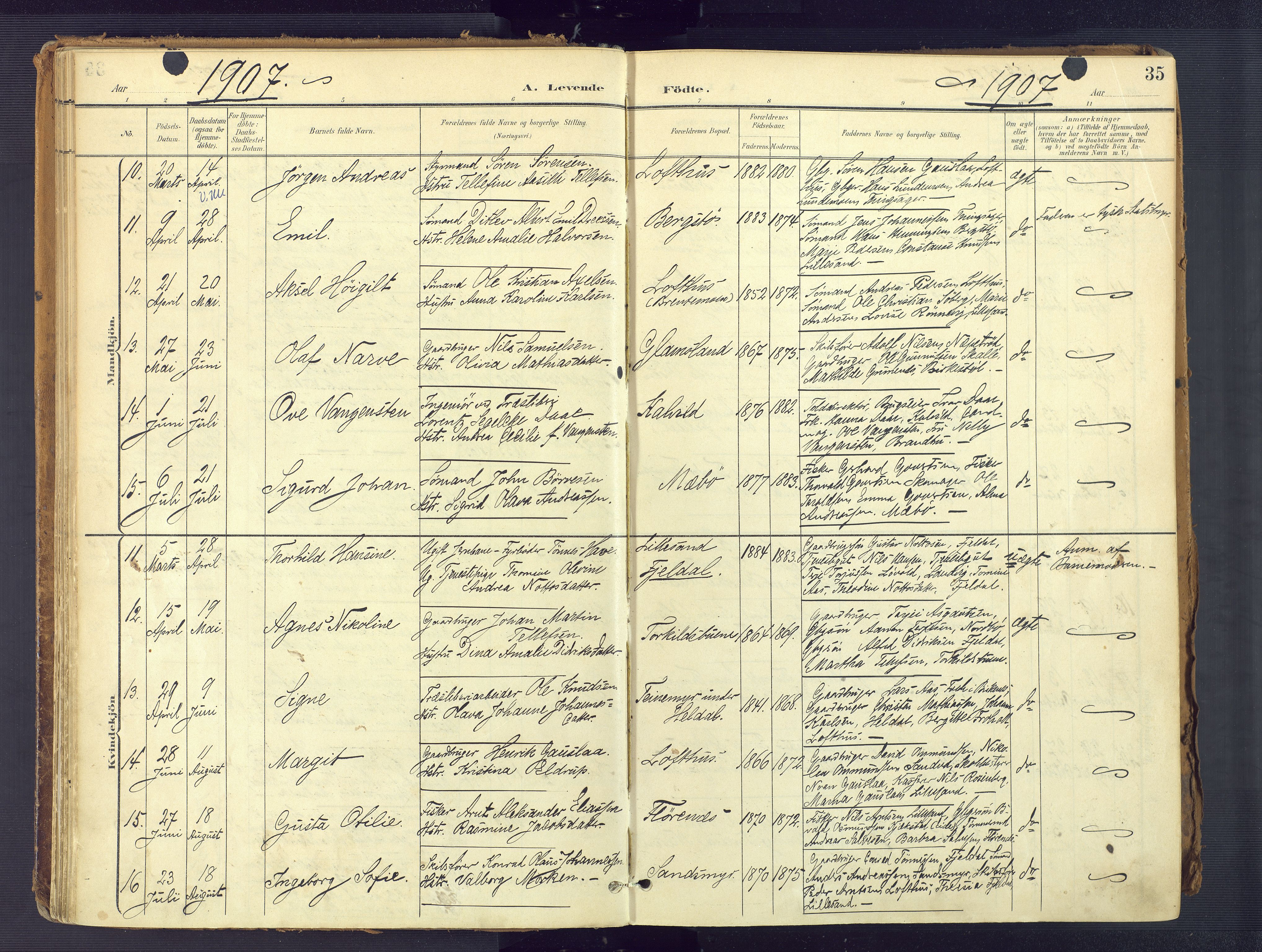 Vestre Moland sokneprestkontor, SAK/1111-0046/F/Fa/Fab/L0010: Parish register (official) no. A 10, 1900-1926, p. 35