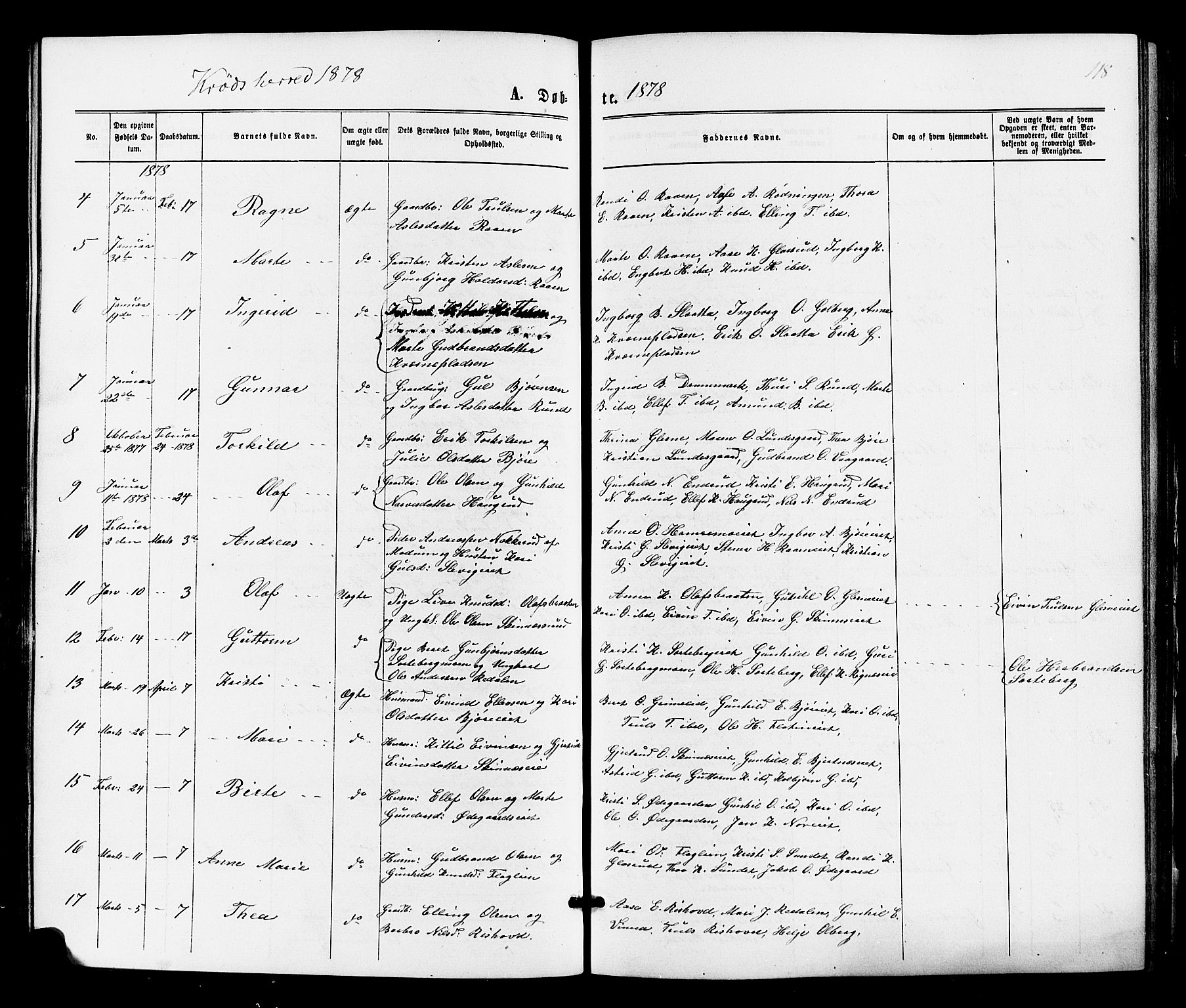 Sigdal kirkebøker, AV/SAKO-A-245/F/Fa/L0010: Parish register (official) no. I 10 /2, 1872-1878, p. 118