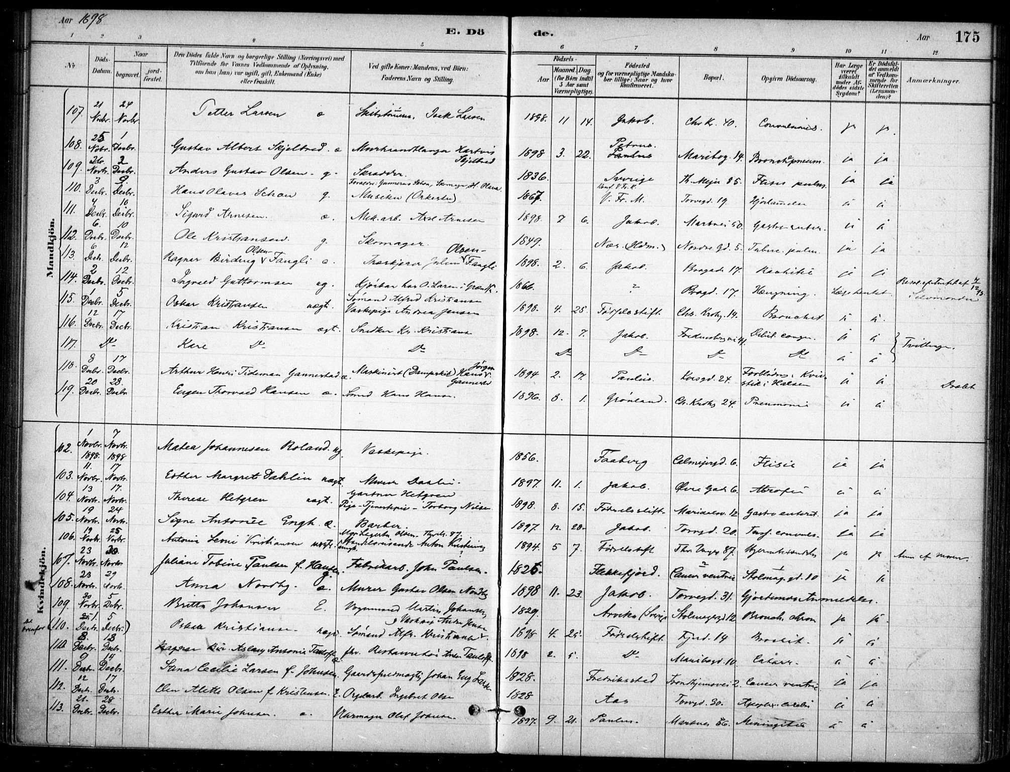 Jakob prestekontor Kirkebøker, SAO/A-10850/F/Fa/L0007: Parish register (official) no. 7, 1880-1905, p. 175