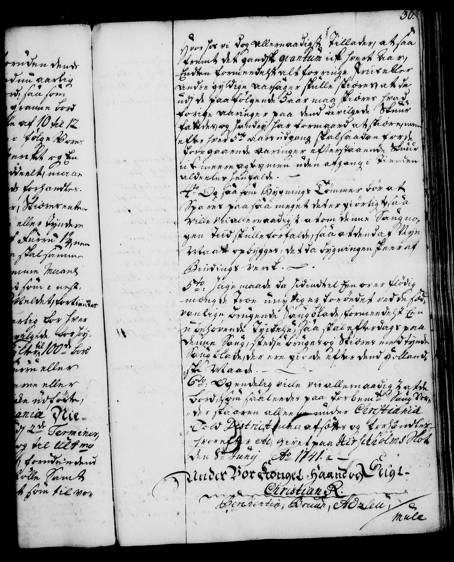 Rentekammeret, Kammerkanselliet, RA/EA-3111/G/Gg/Gga/L0005: Norsk ekspedisjonsprotokoll med register (merket RK 53.5), 1741-1749, p. 30