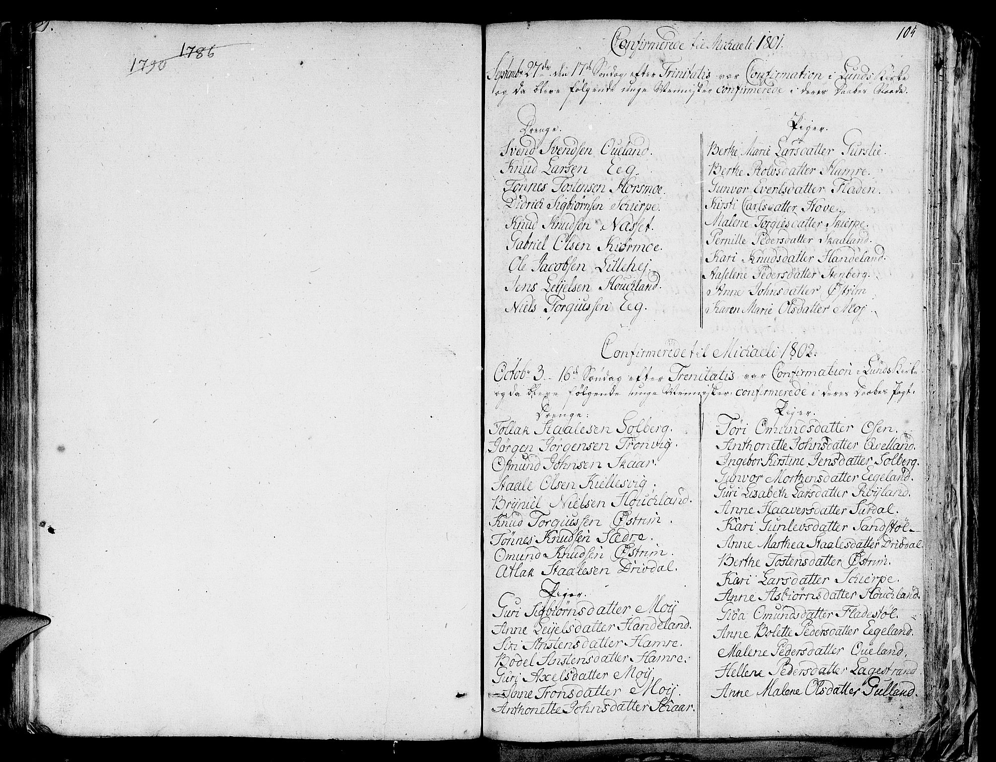 Lund sokneprestkontor, SAST/A-101809/S06/L0004: Parish register (official) no. A 4 /1, 1801-1864, p. 105