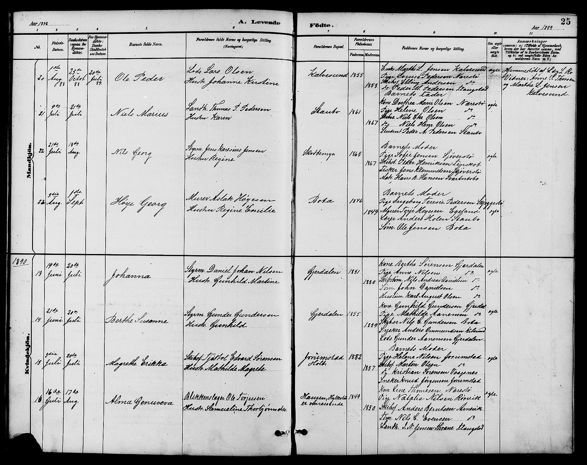 Dypvåg sokneprestkontor, SAK/1111-0007/F/Fb/Fbb/L0004: Parish register (copy) no. B 4, 1887-1905, p. 25