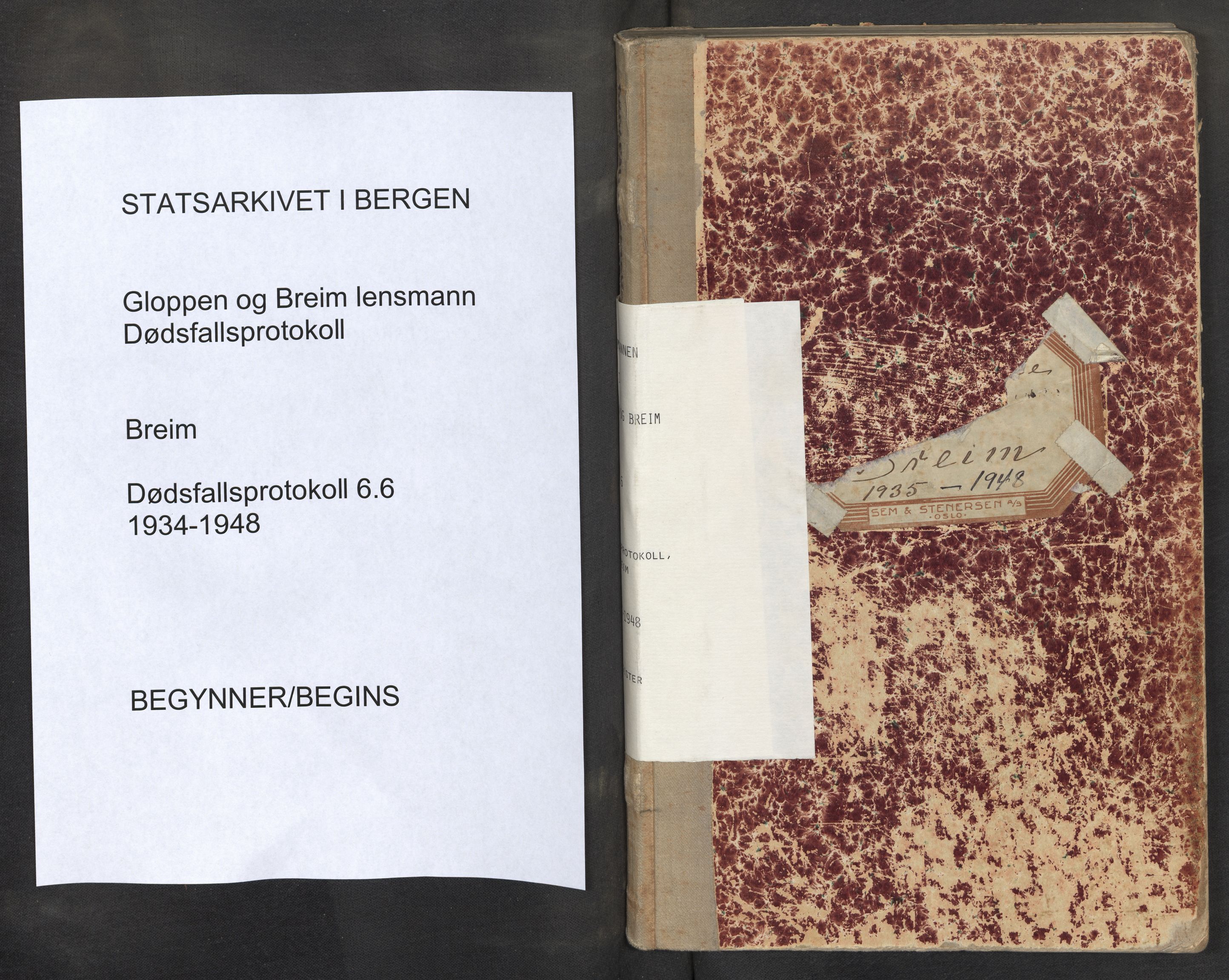 Lensmannen i Gloppen og Breim, SAB/A-27801/0006/L0006: Dødsfallprotokoll, Breim, 1935-1948