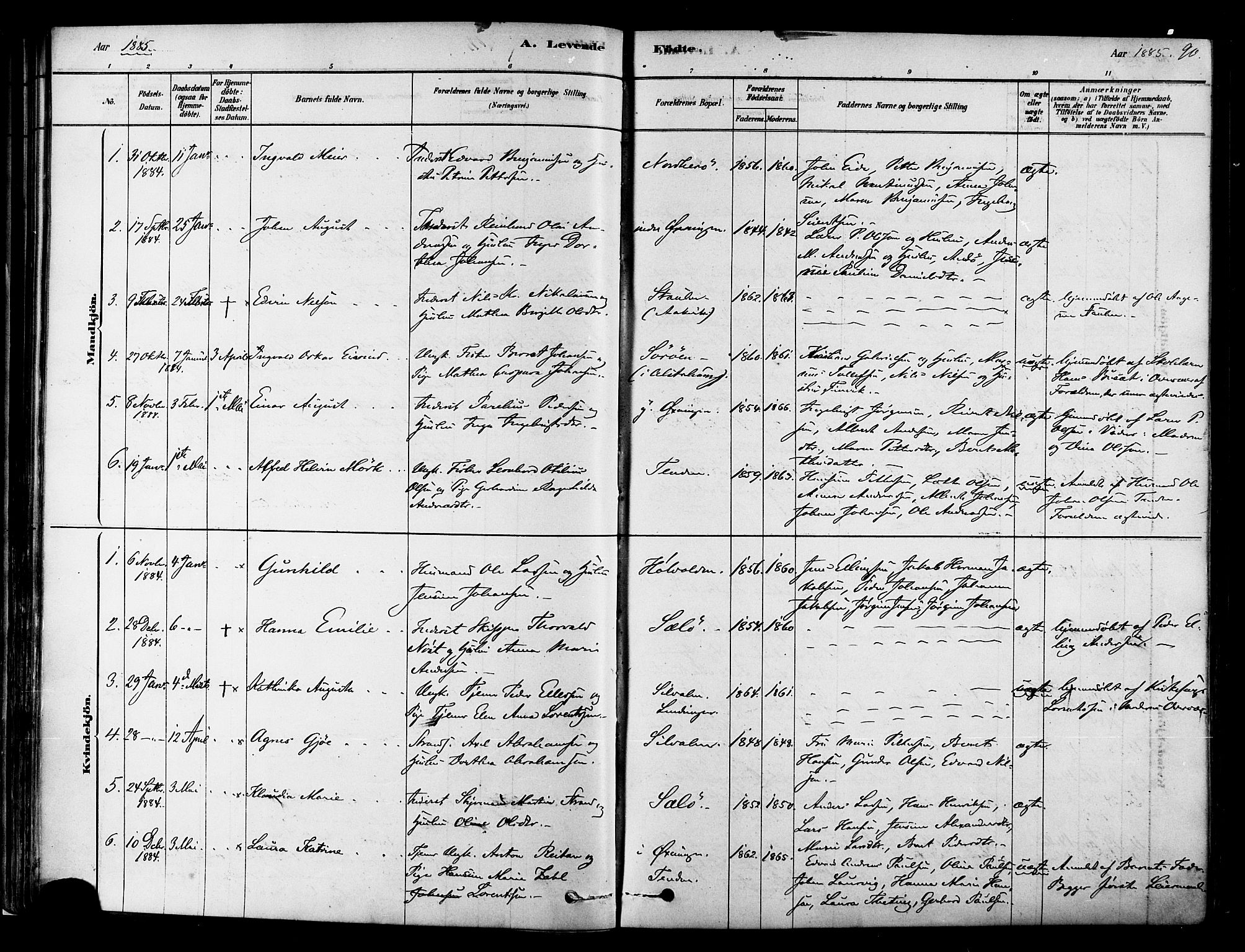 Ministerialprotokoller, klokkerbøker og fødselsregistre - Nordland, SAT/A-1459/834/L0507: Parish register (official) no. 834A05, 1878-1892, p. 90