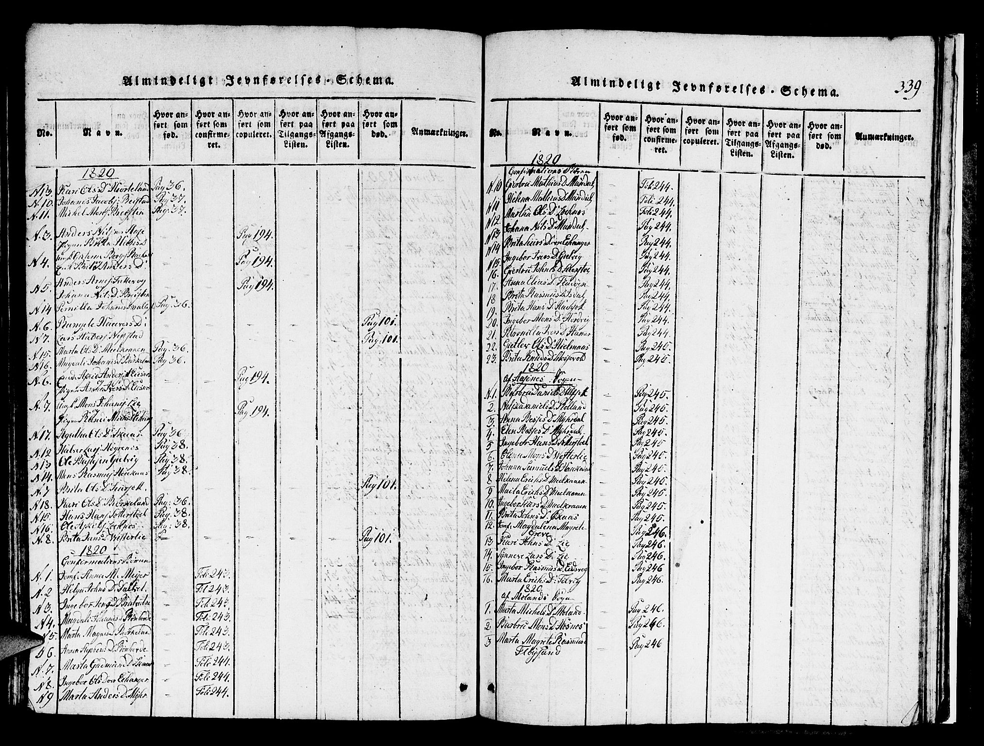Hamre sokneprestembete, SAB/A-75501/H/Ha/Hab: Parish register (copy) no. A 1, 1816-1826, p. 339