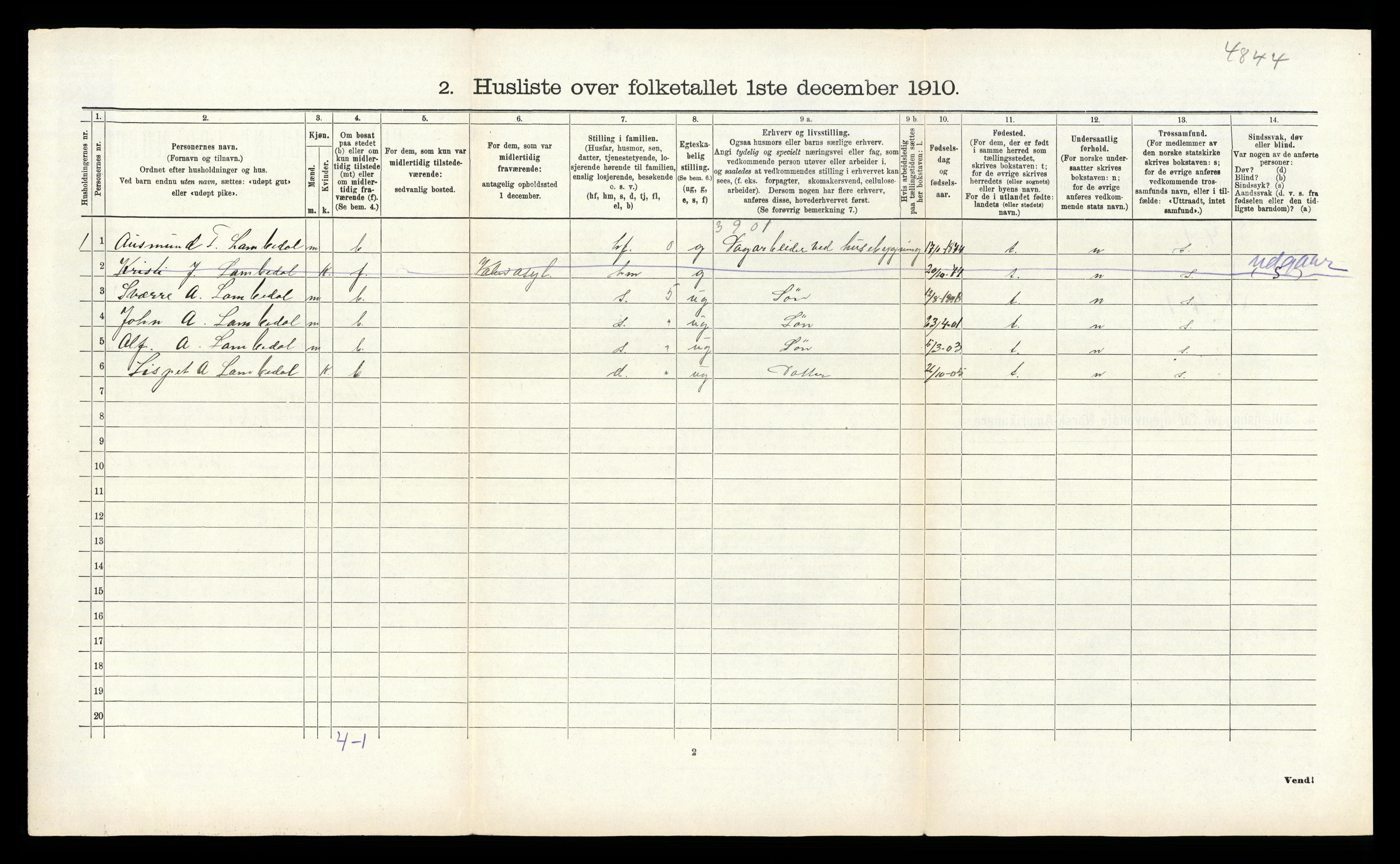 RA, 1910 census for Strandebarm, 1910, p. 133