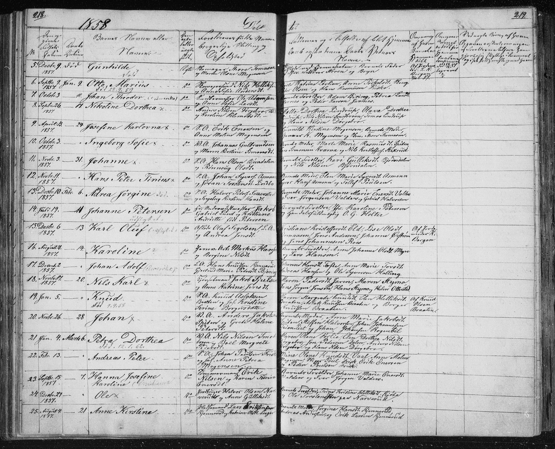 Kongsberg kirkebøker, SAKO/A-22/F/Fa/L0009: Parish register (official) no. I 9, 1839-1858, p. 218-219