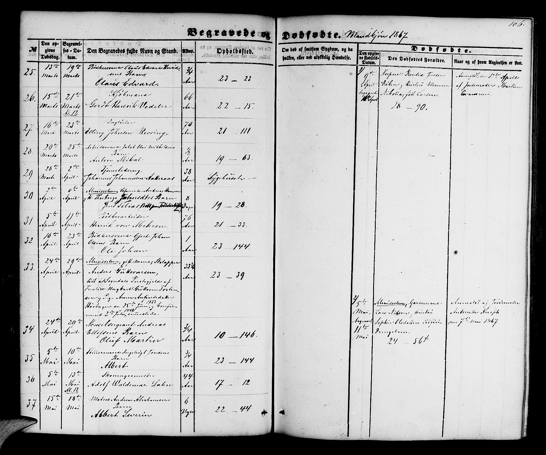 Korskirken sokneprestembete, AV/SAB-A-76101/H/Hab: Parish register (copy) no. E 2, 1851-1871, p. 106