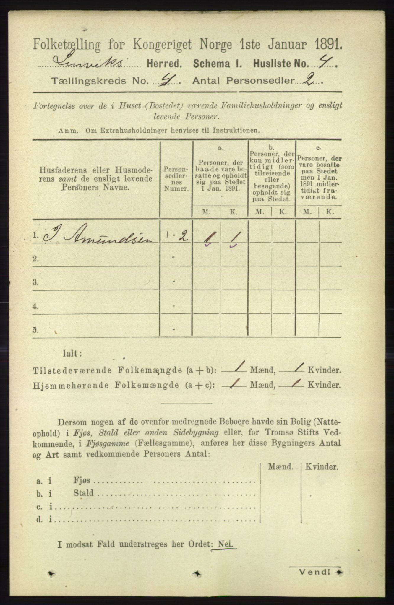 RA, 1891 census for 1931 Lenvik, 1891, p. 1832