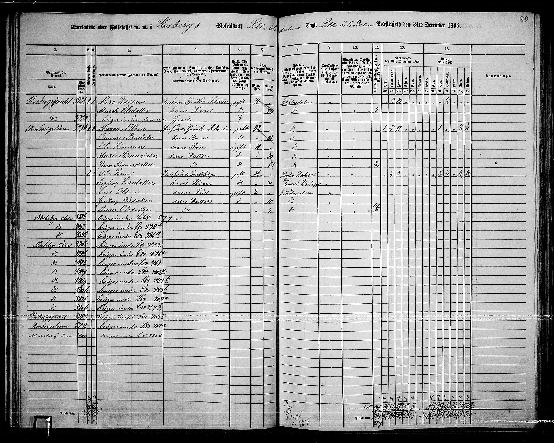 RA, 1865 census for Lille Elvedalen, 1865, p. 53