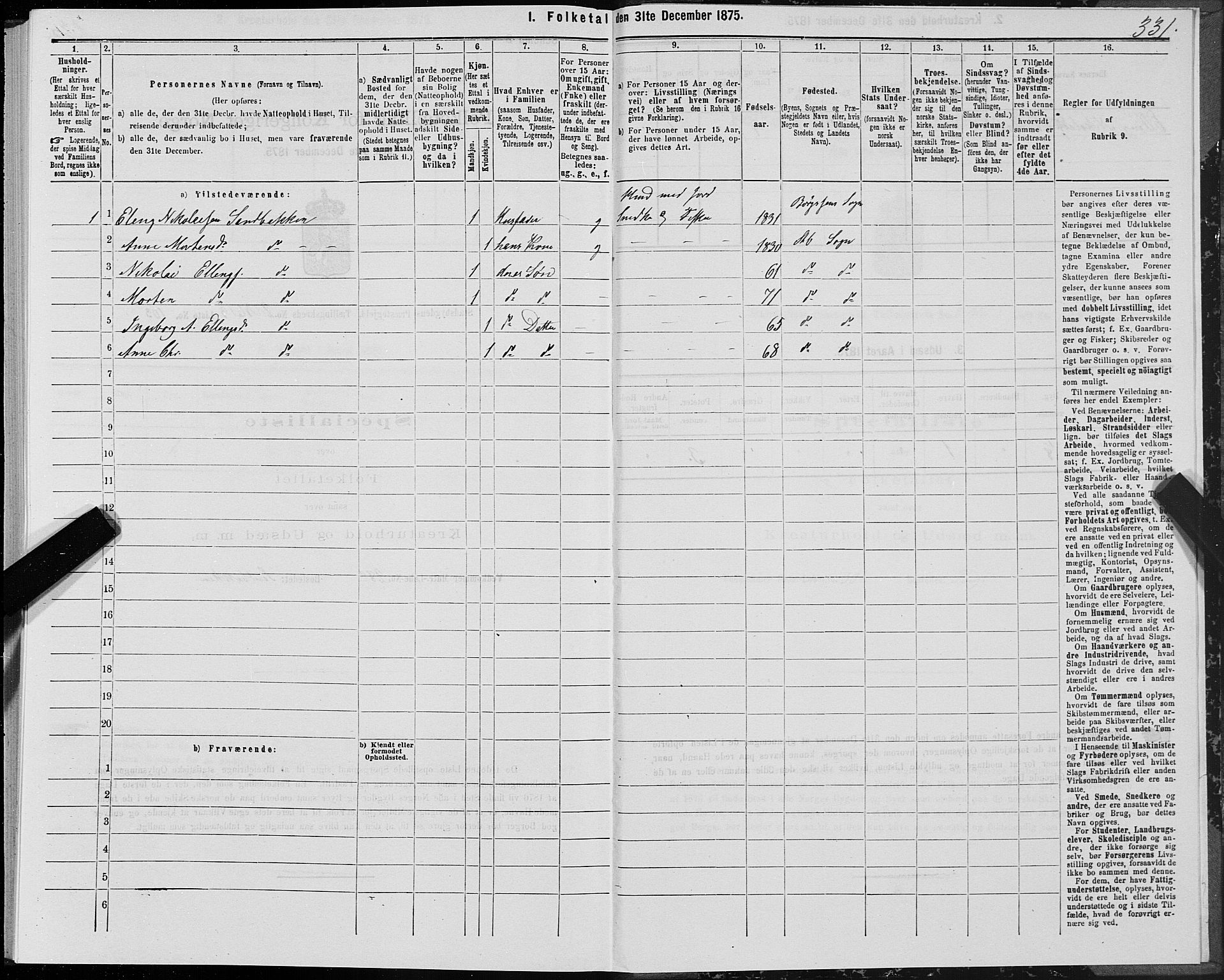 SAT, 1875 census for 1625P Stadsbygd, 1875, p. 1331