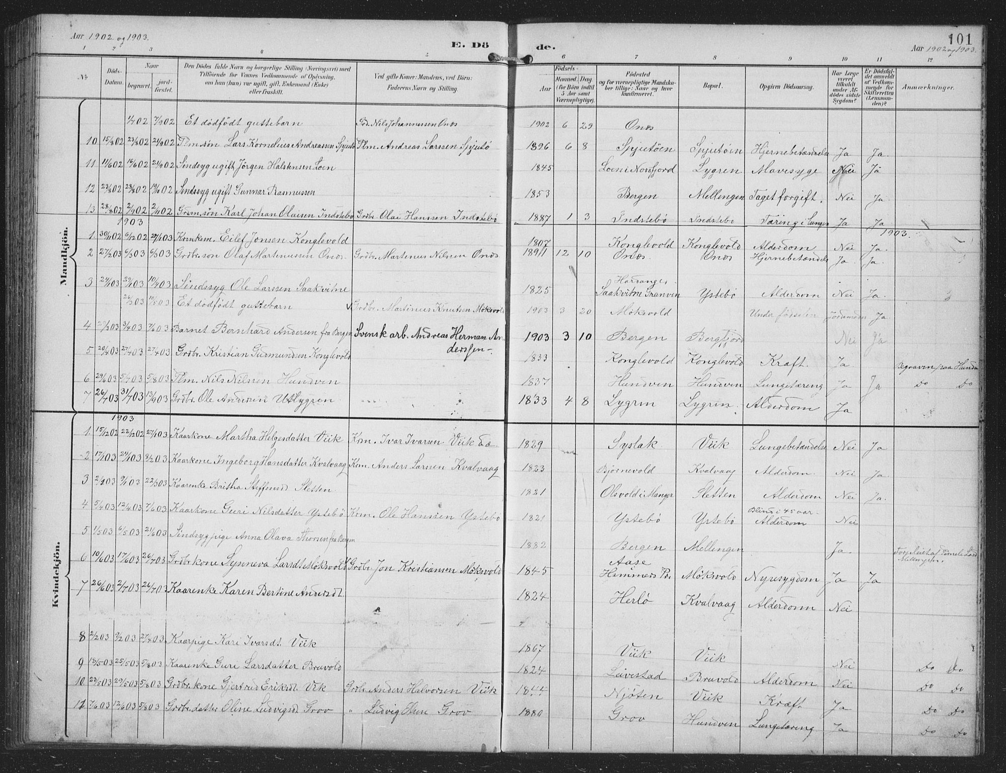 Alversund Sokneprestembete, SAB/A-73901/H/Ha/Hab: Parish register (copy) no. B 4, 1897-1914, p. 101