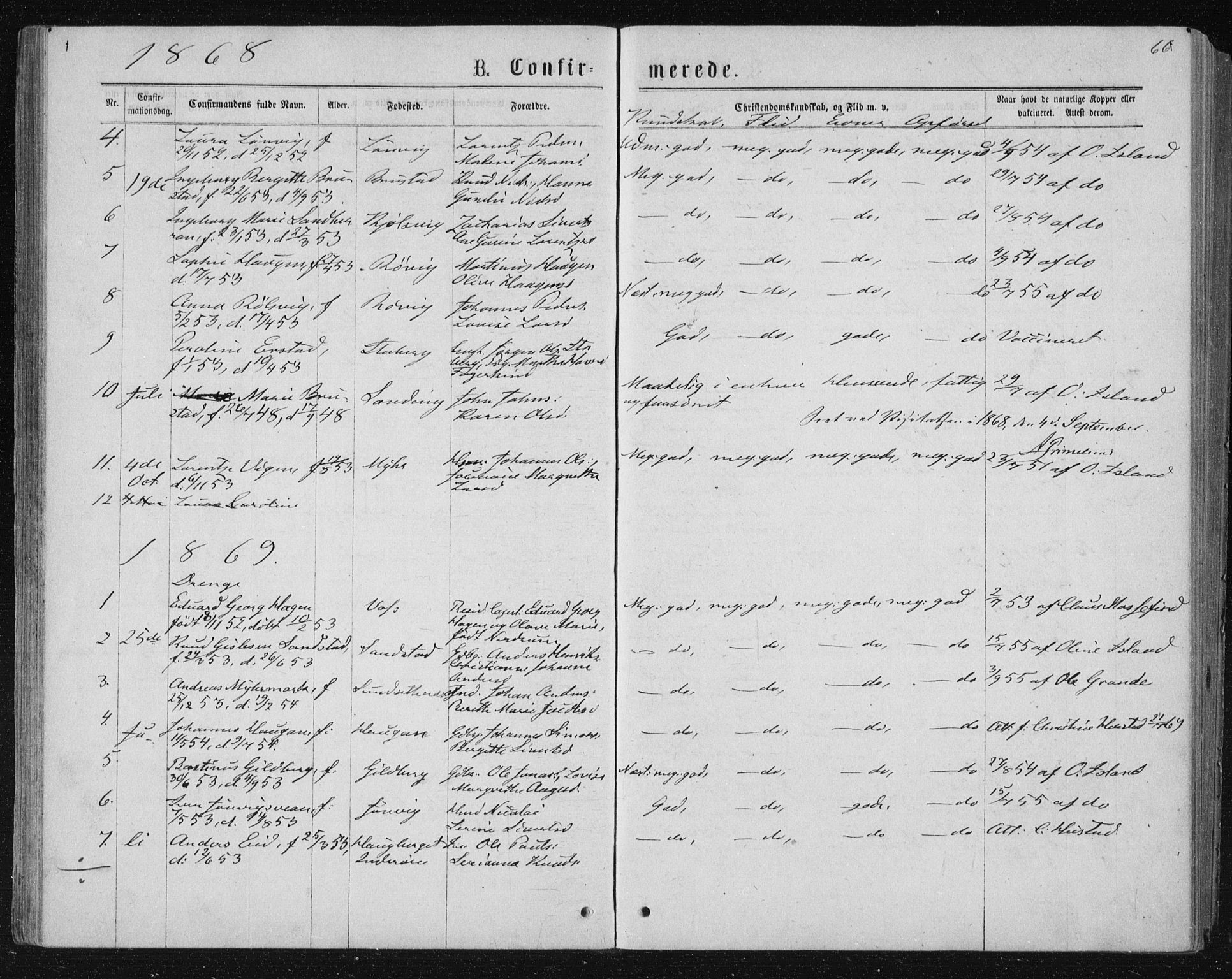 Ministerialprotokoller, klokkerbøker og fødselsregistre - Nord-Trøndelag, AV/SAT-A-1458/722/L0219: Parish register (official) no. 722A06, 1868-1880, p. 66