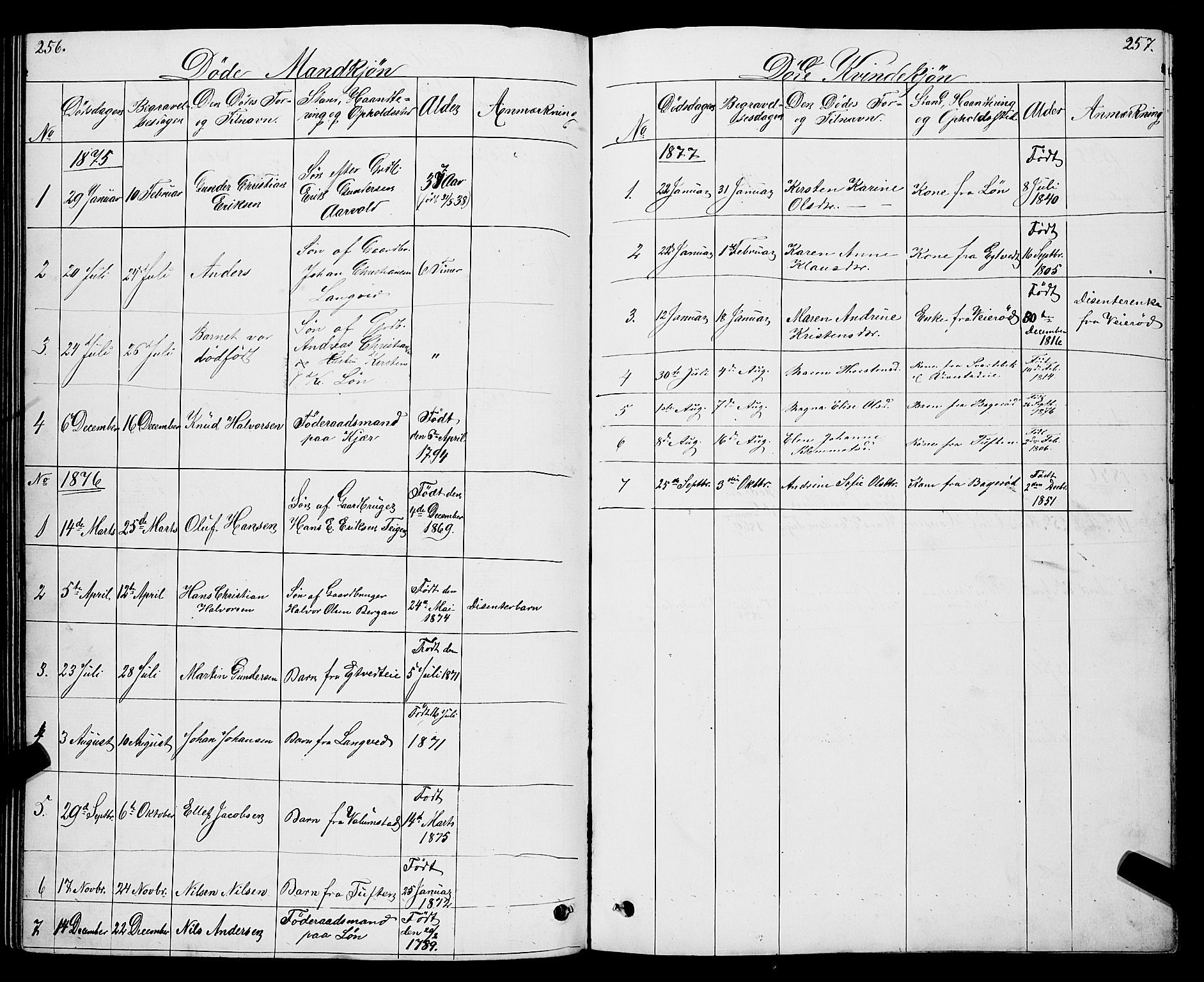 Ramnes kirkebøker, SAKO/A-314/G/Gc/L0001: Parish register (copy) no. III 1, 1869-1903, p. 256-257
