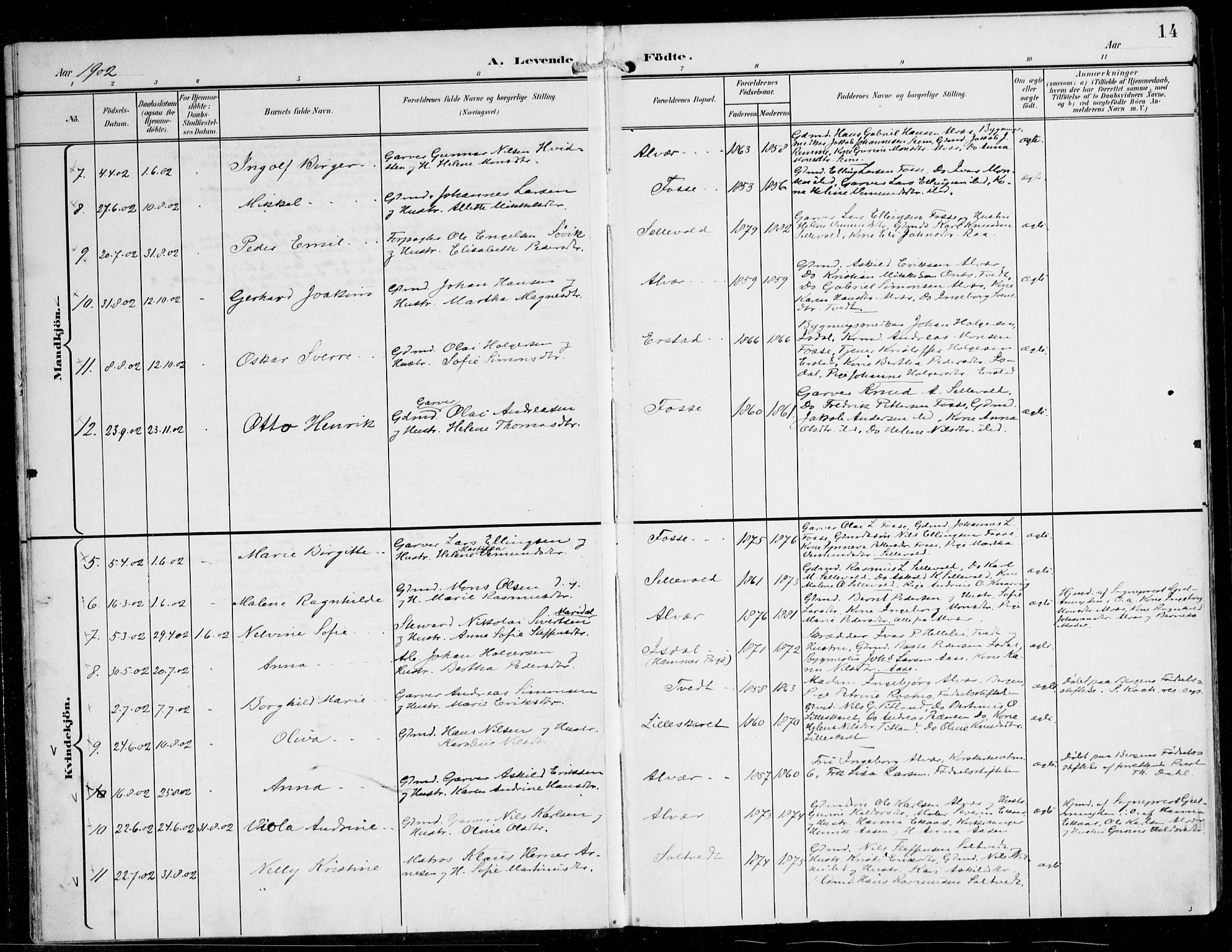 Alversund Sokneprestembete, SAB/A-73901/H/Ha/Haa/Haaa/L0003: Parish register (official) no. A 3, 1897-1926, p. 14