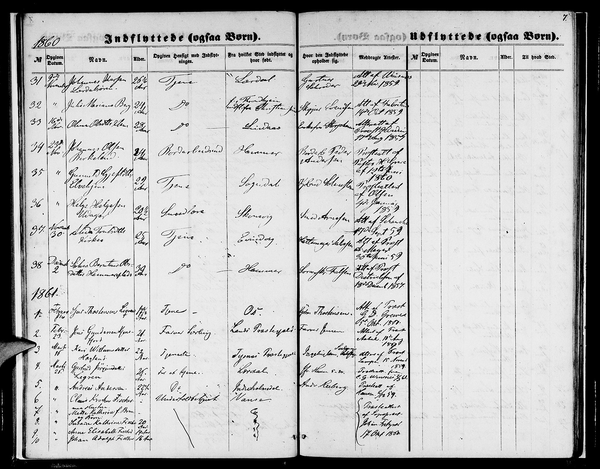 Nykirken Sokneprestembete, SAB/A-77101/H/Hab: Parish register (copy) no. F 2, 1859-1886, p. 7