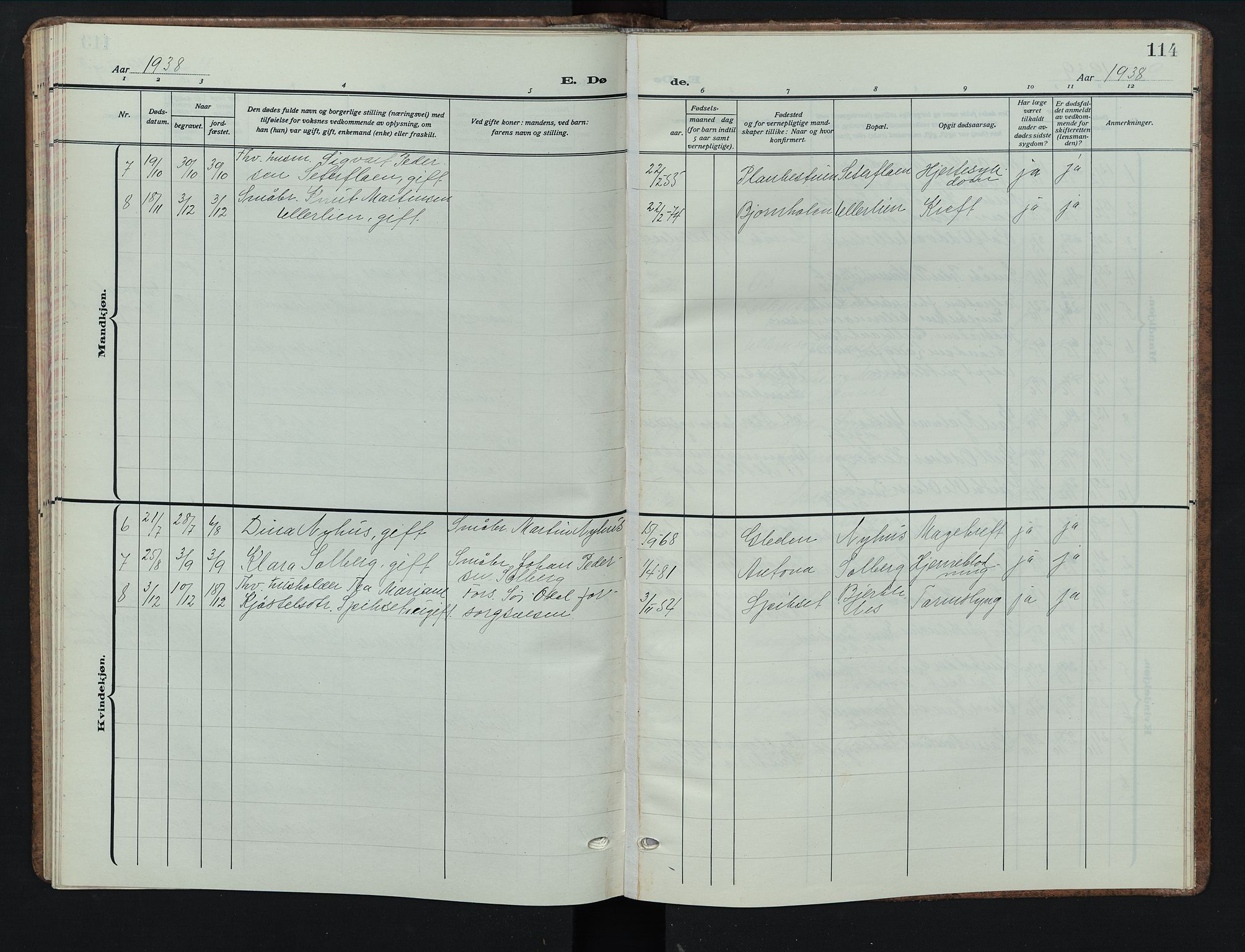 Sør-Odal prestekontor, SAH/PREST-030/H/Ha/Hab/L0012: Parish register (copy) no. 12, 1926-1946, p. 114