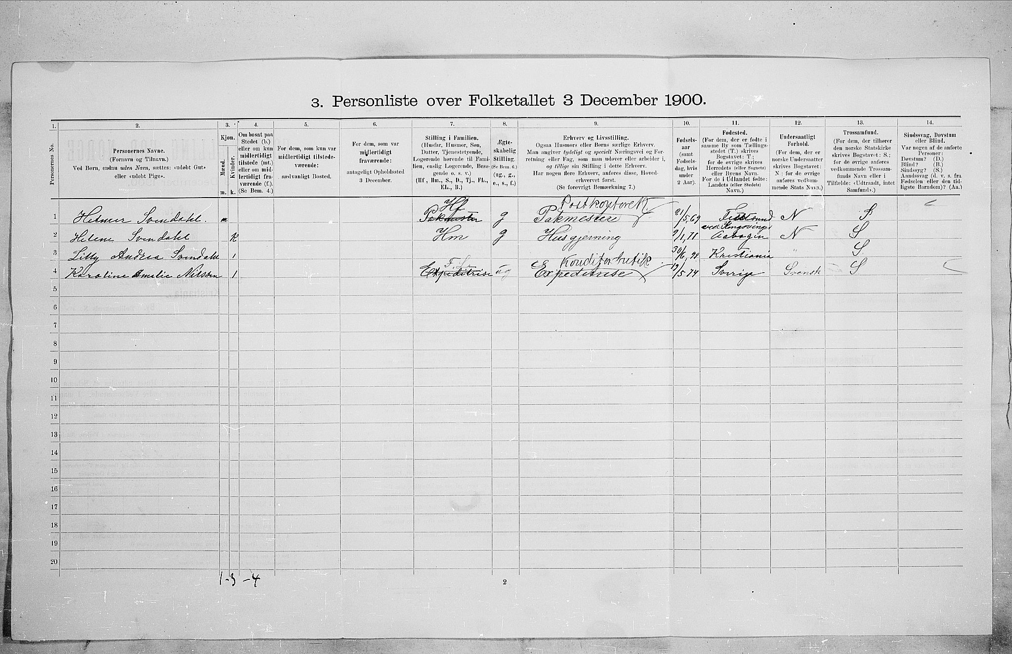 SAO, 1900 census for Kristiania, 1900, p. 63469