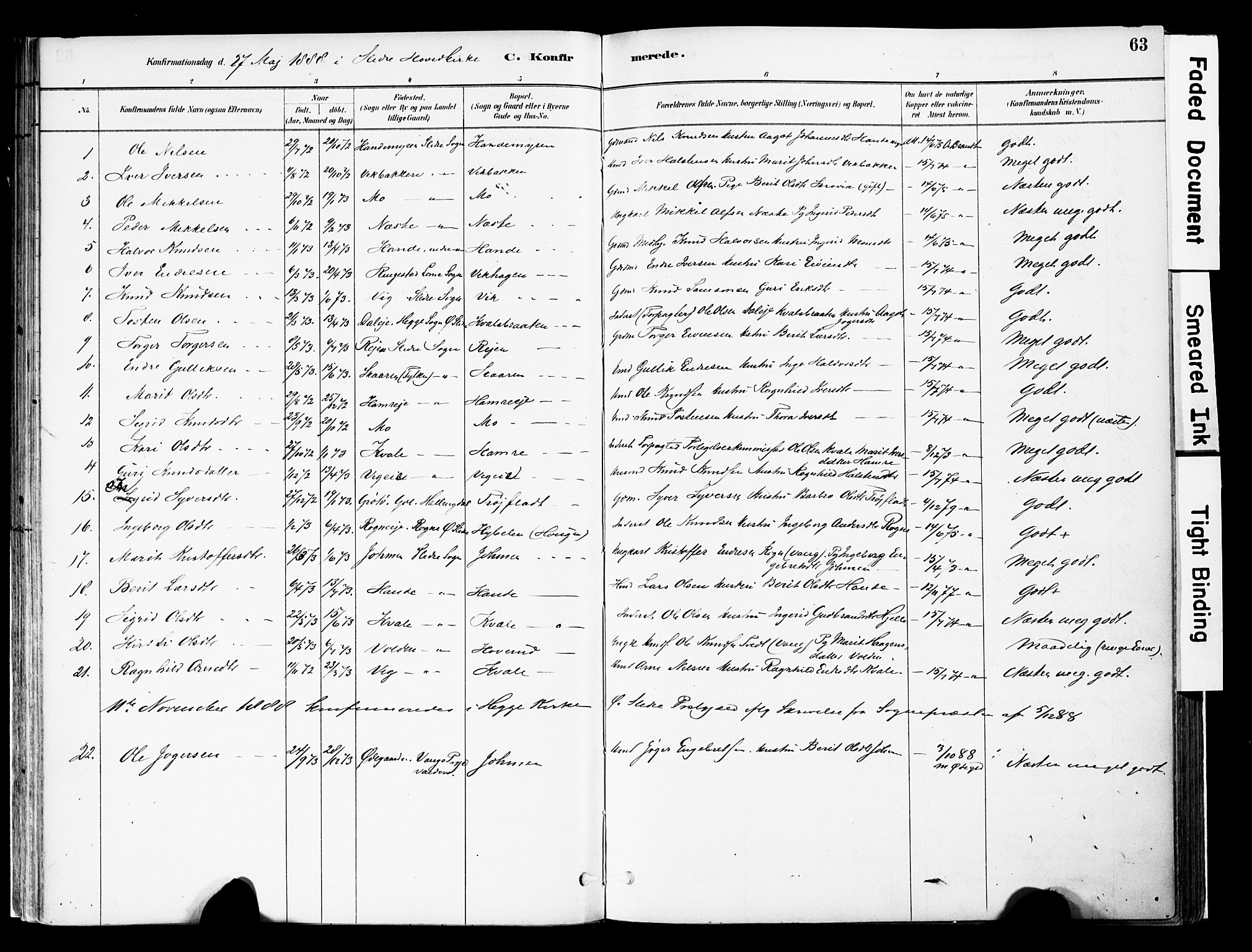 Vestre Slidre prestekontor, SAH/PREST-136/H/Ha/Haa/L0004: Parish register (official) no. 4, 1881-1911, p. 63