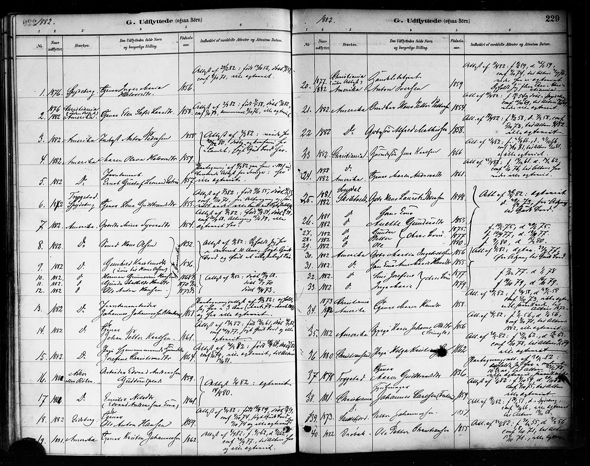 Askim prestekontor Kirkebøker, SAO/A-10900/F/Fa/L0007: Parish register (official) no. 7, 1882-1897, p. 229