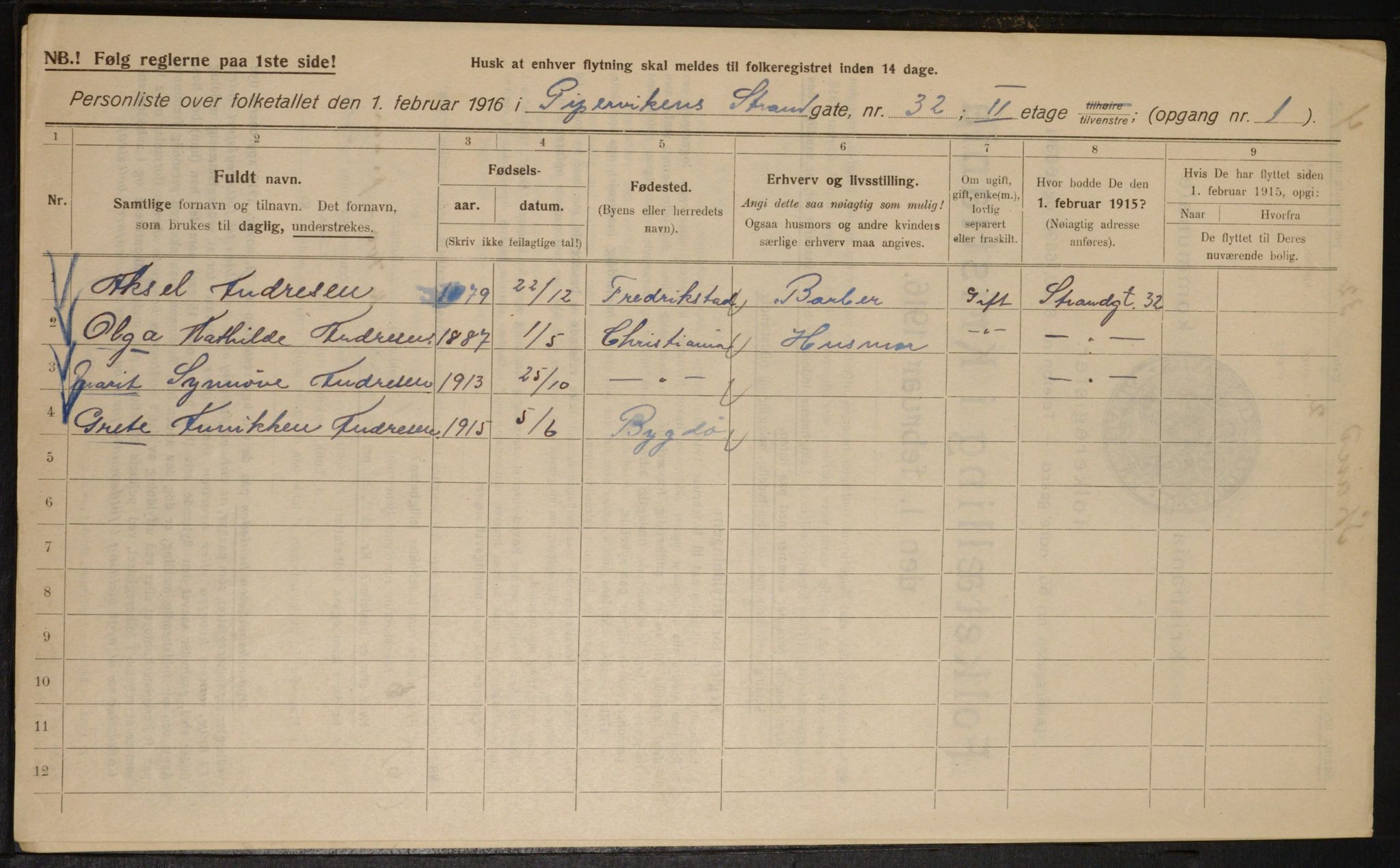 OBA, Municipal Census 1916 for Kristiania, 1916, p. 106709