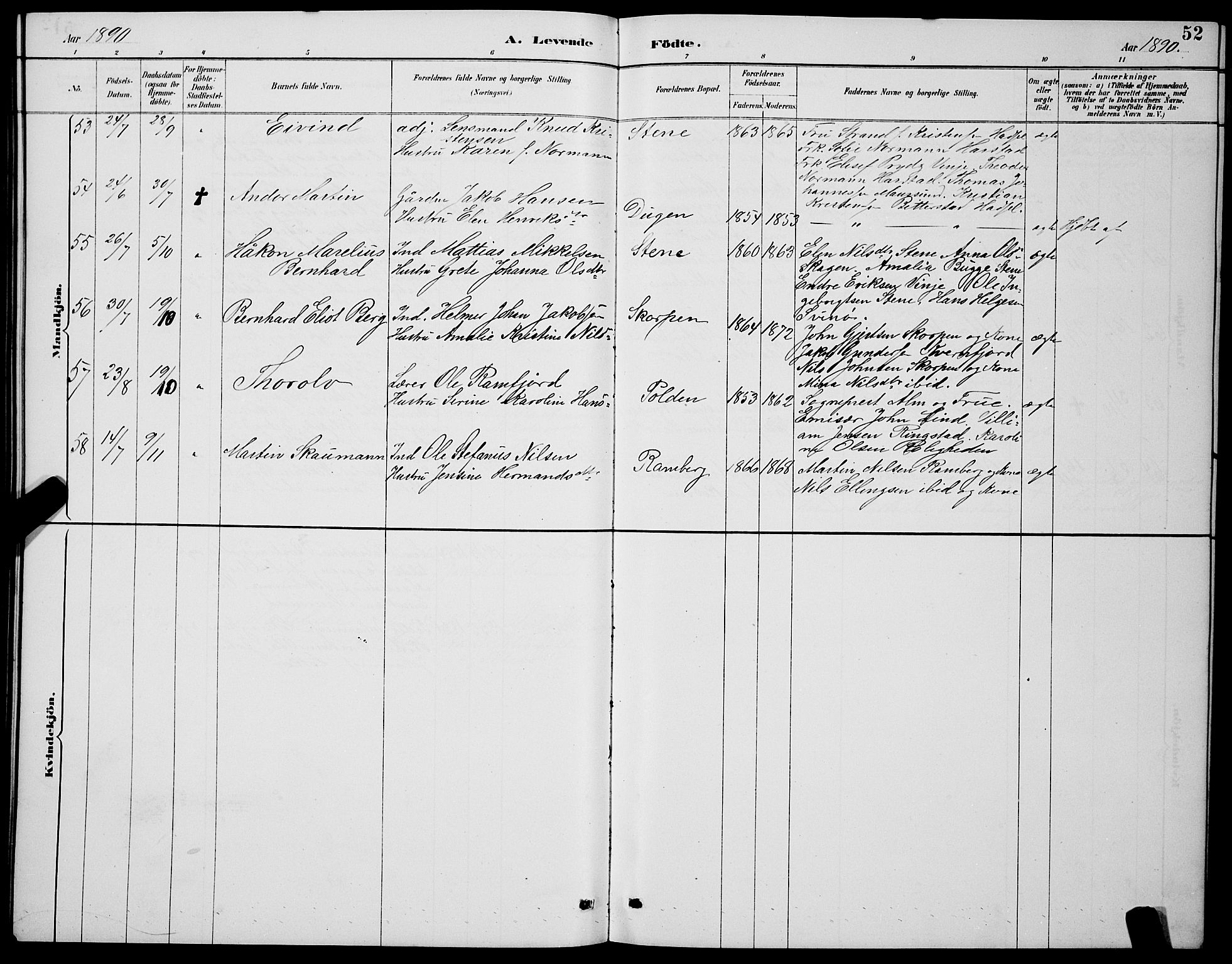 Ministerialprotokoller, klokkerbøker og fødselsregistre - Nordland, AV/SAT-A-1459/891/L1315: Parish register (copy) no. 891C04, 1886-1893, p. 52