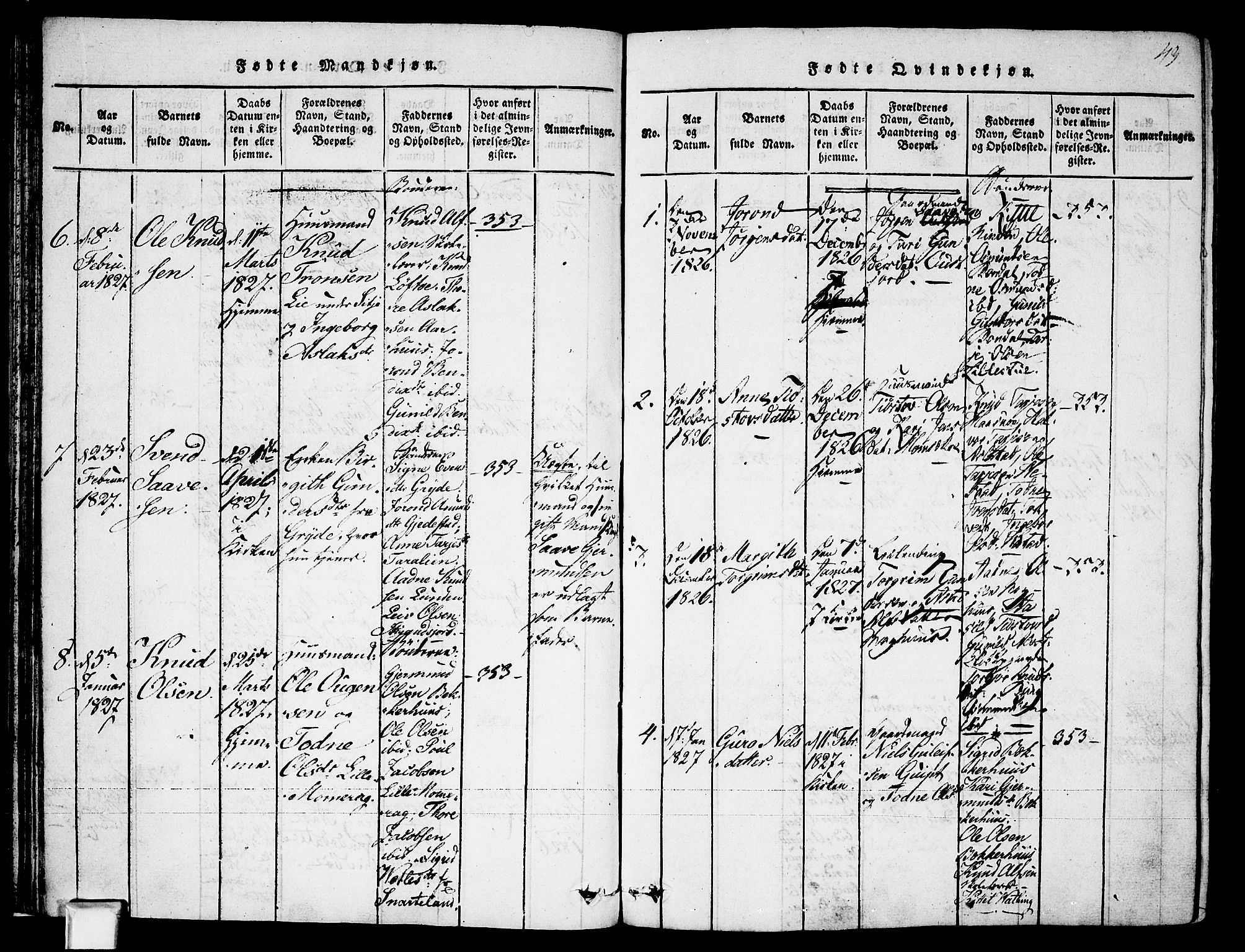 Fyresdal kirkebøker, AV/SAKO-A-263/F/Fa/L0003: Parish register (official) no. I 3, 1815-1840, p. 43