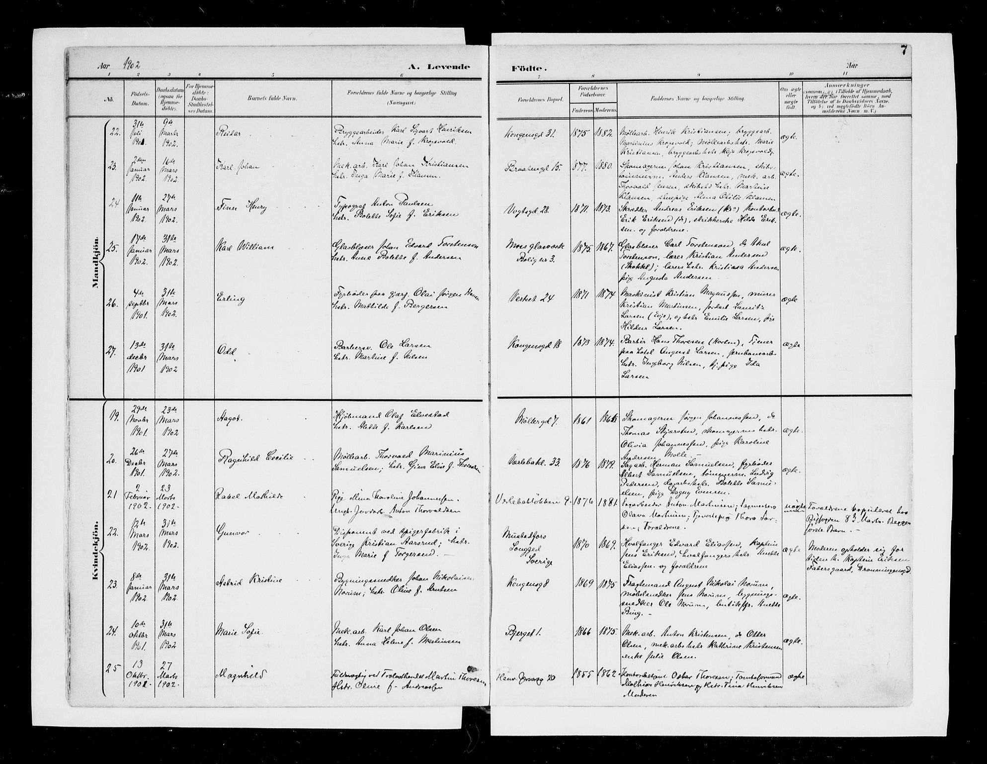 Moss prestekontor Kirkebøker, AV/SAO-A-2003/F/Fb/L0004: Parish register (official) no. II 4, 1902-1912, p. 7
