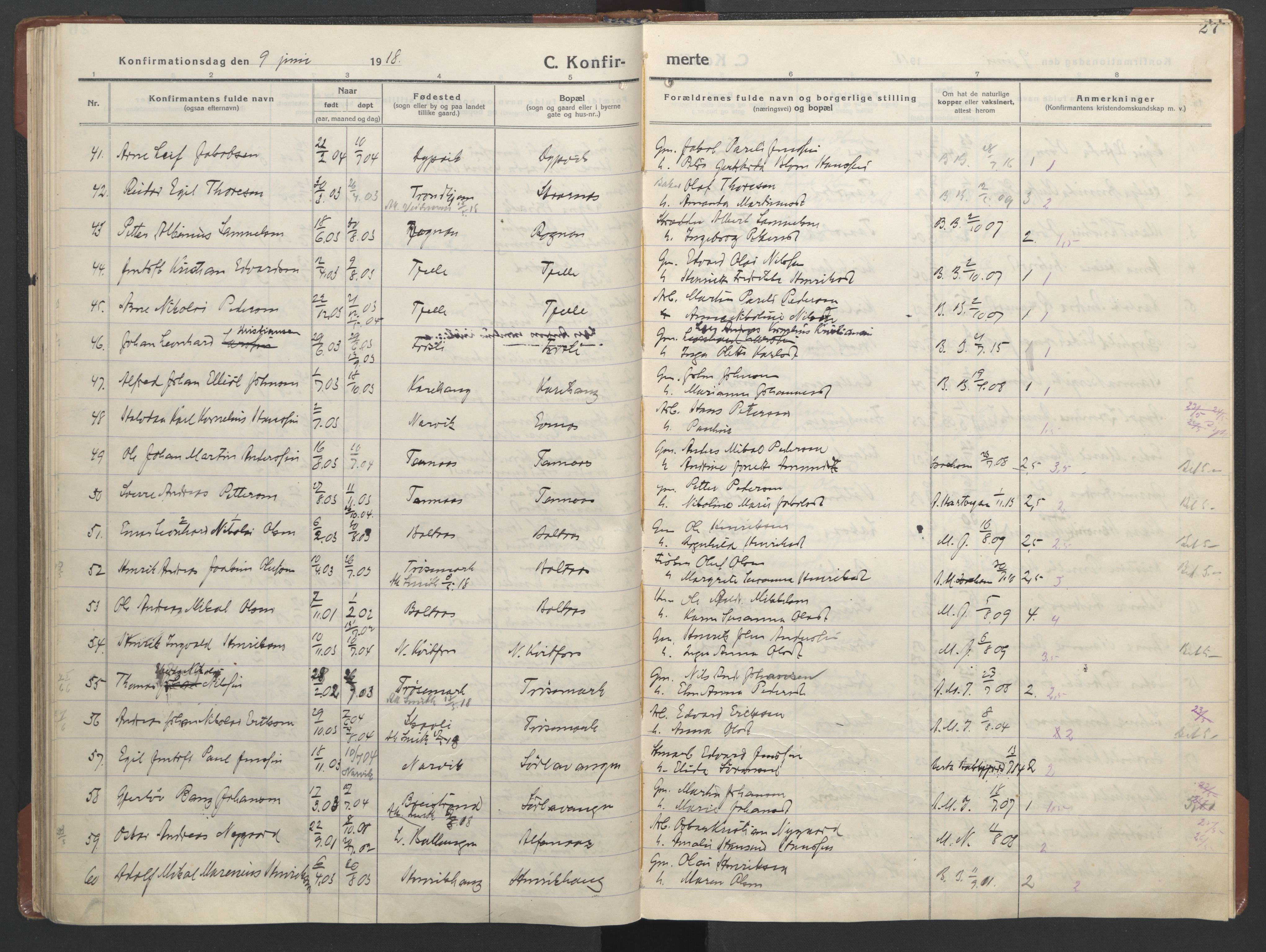 Ministerialprotokoller, klokkerbøker og fødselsregistre - Nordland, AV/SAT-A-1459/863/L0918: Parish register (copy) no. 863C08, 1906-1921, p. 27