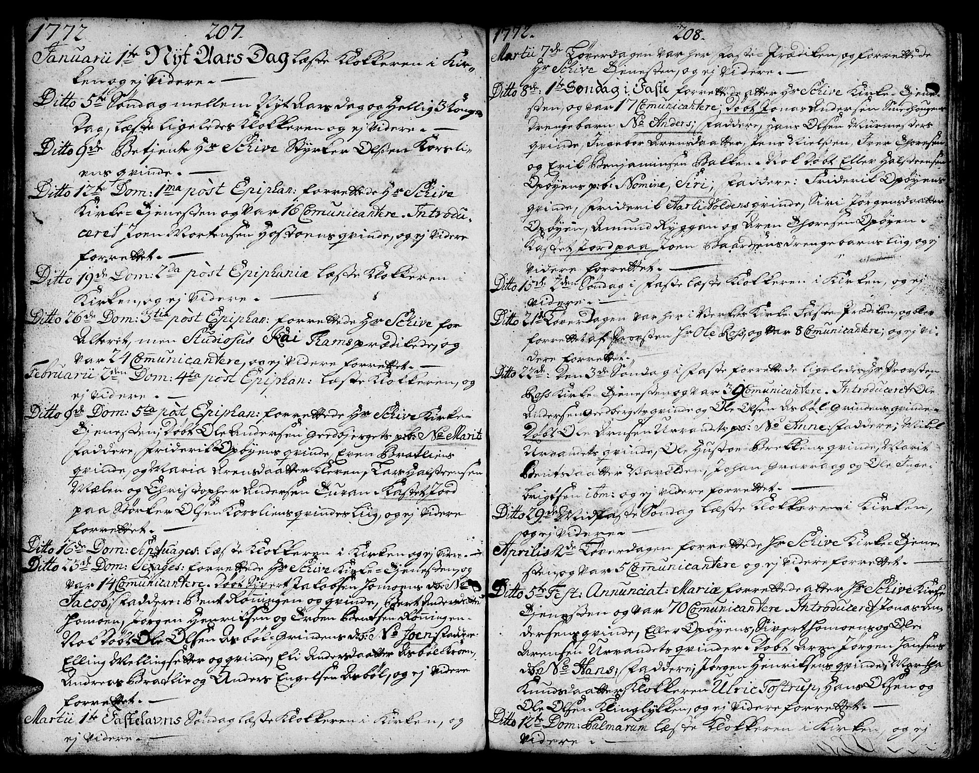 Ministerialprotokoller, klokkerbøker og fødselsregistre - Sør-Trøndelag, SAT/A-1456/671/L0840: Parish register (official) no. 671A02, 1756-1794, p. 207-208
