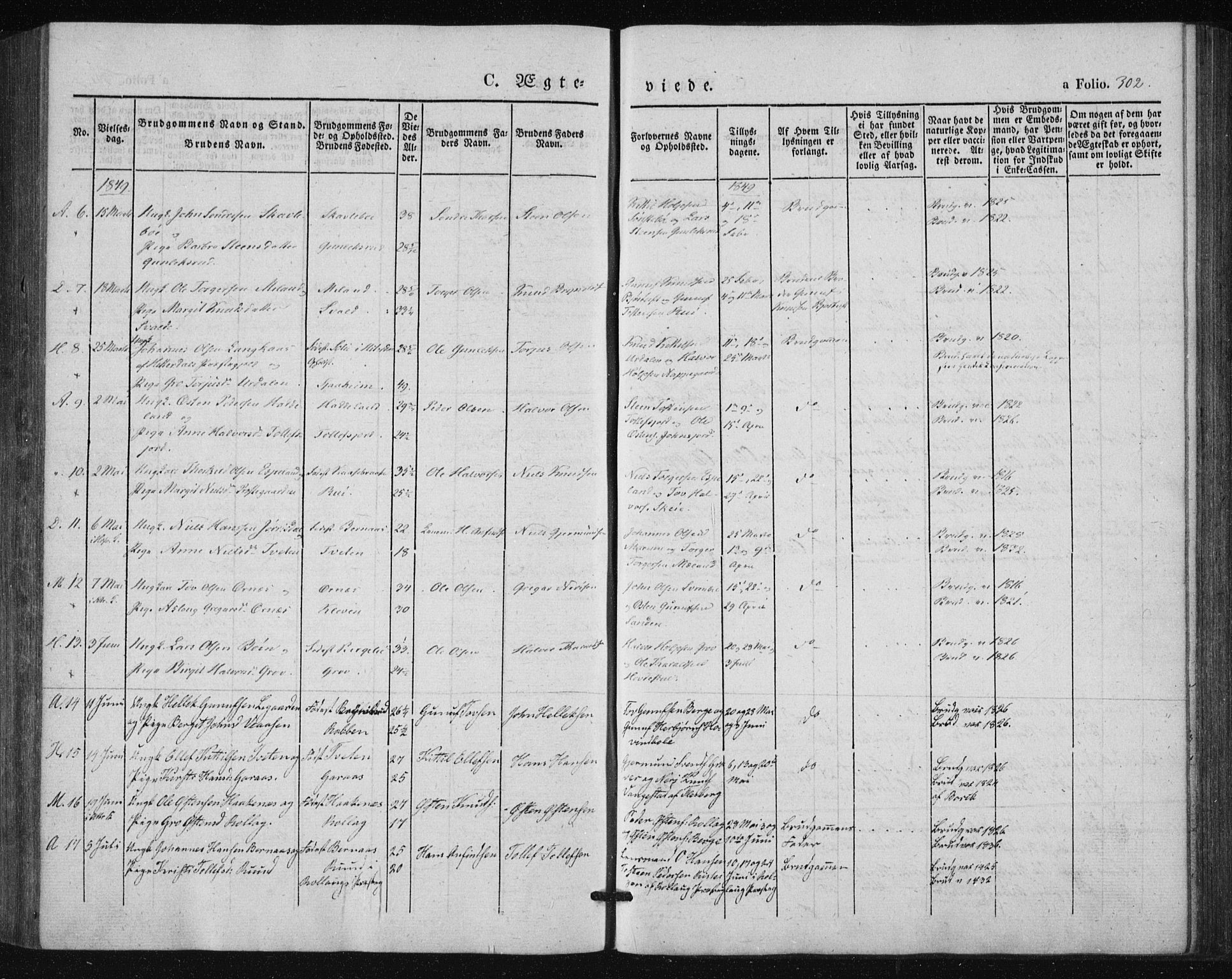 Tinn kirkebøker, AV/SAKO-A-308/F/Fa/L0005: Parish register (official) no. I 5, 1844-1856, p. 302