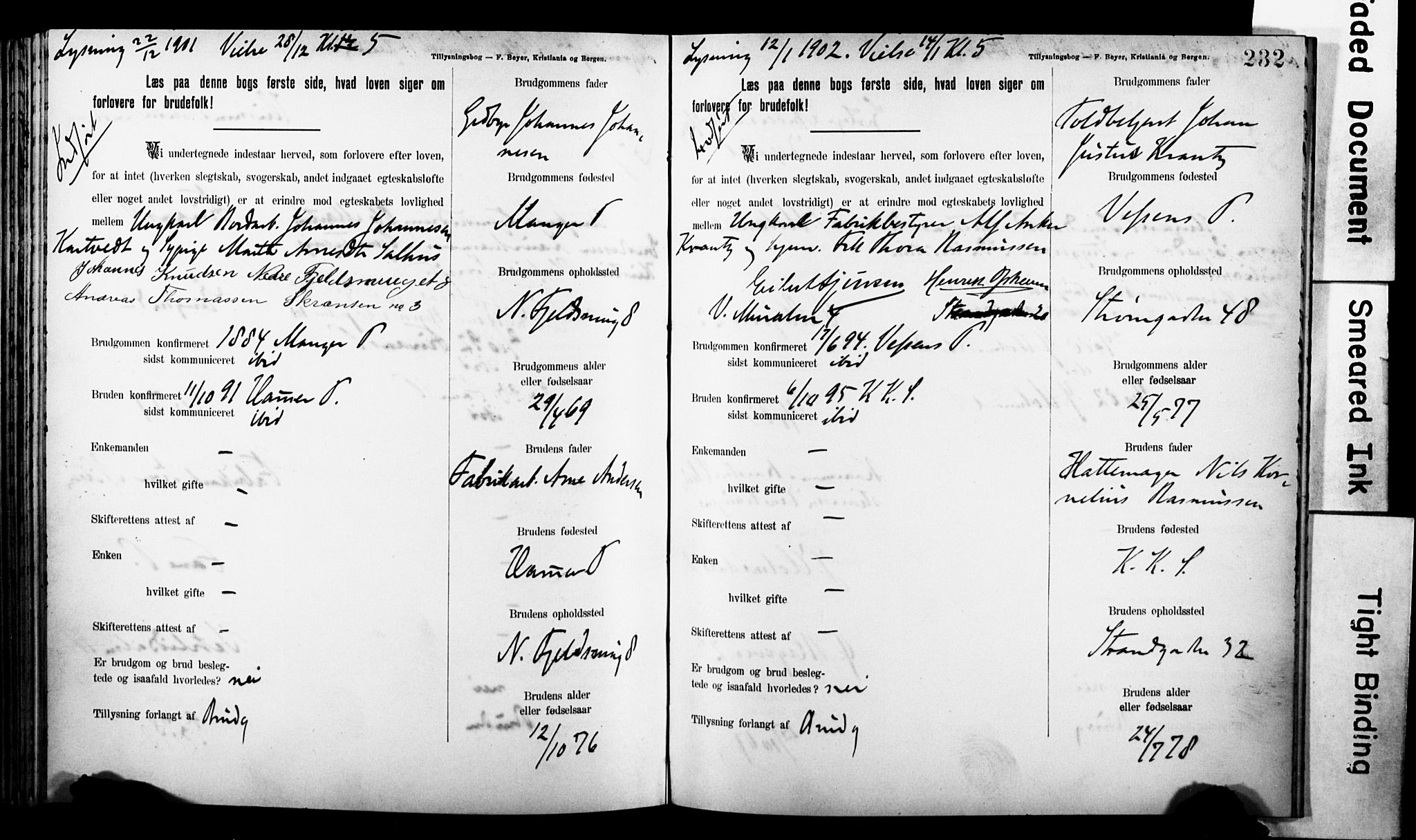 Korskirken sokneprestembete, AV/SAB-A-76101: Best man's statements no. II.5.7, 1898-1903, p. 232